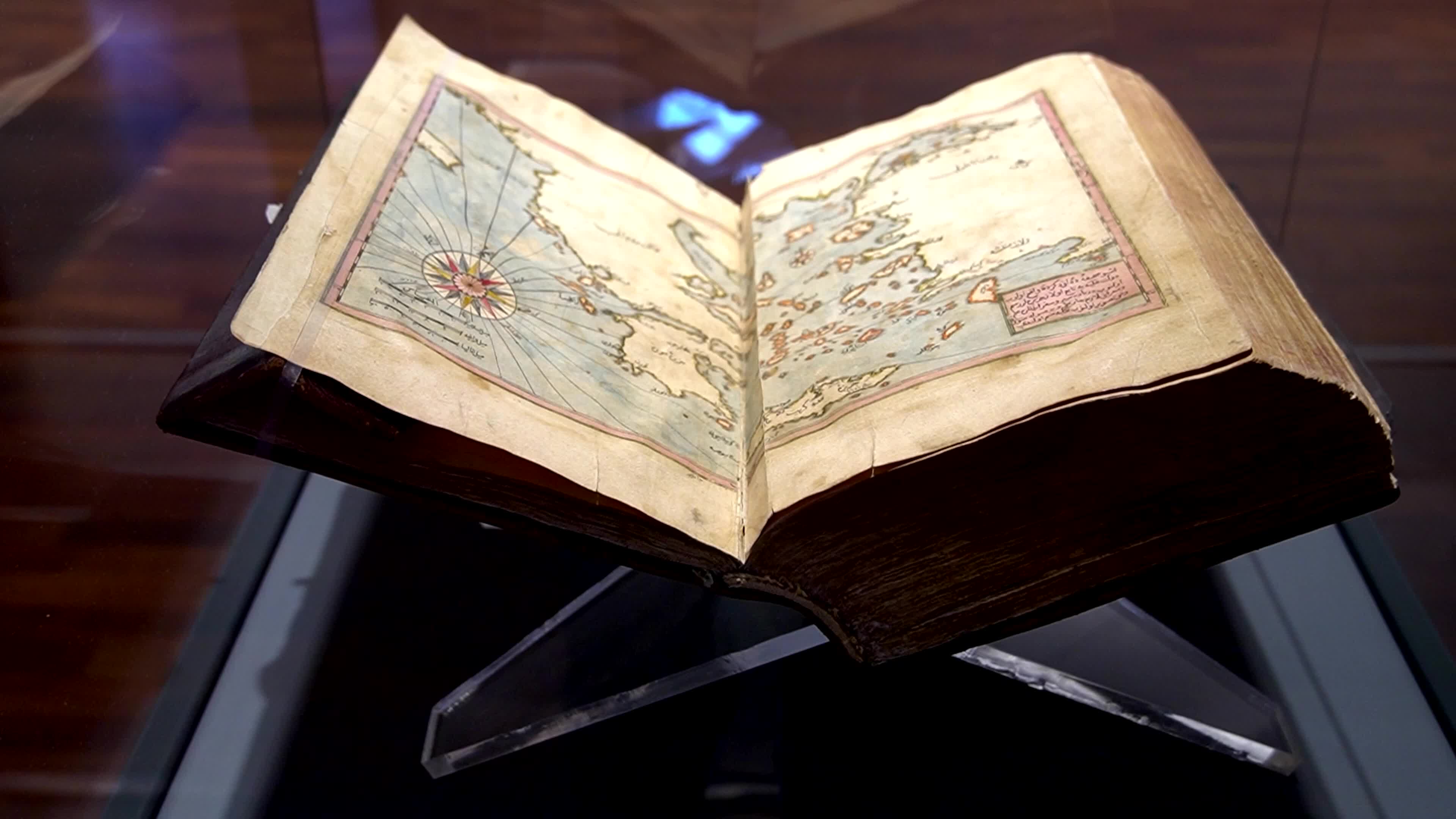 Collection of centuries-old rare books and antique documents showcased at Izmir National Library exhibition, Izmir, Turkey - 22 Sep 2026