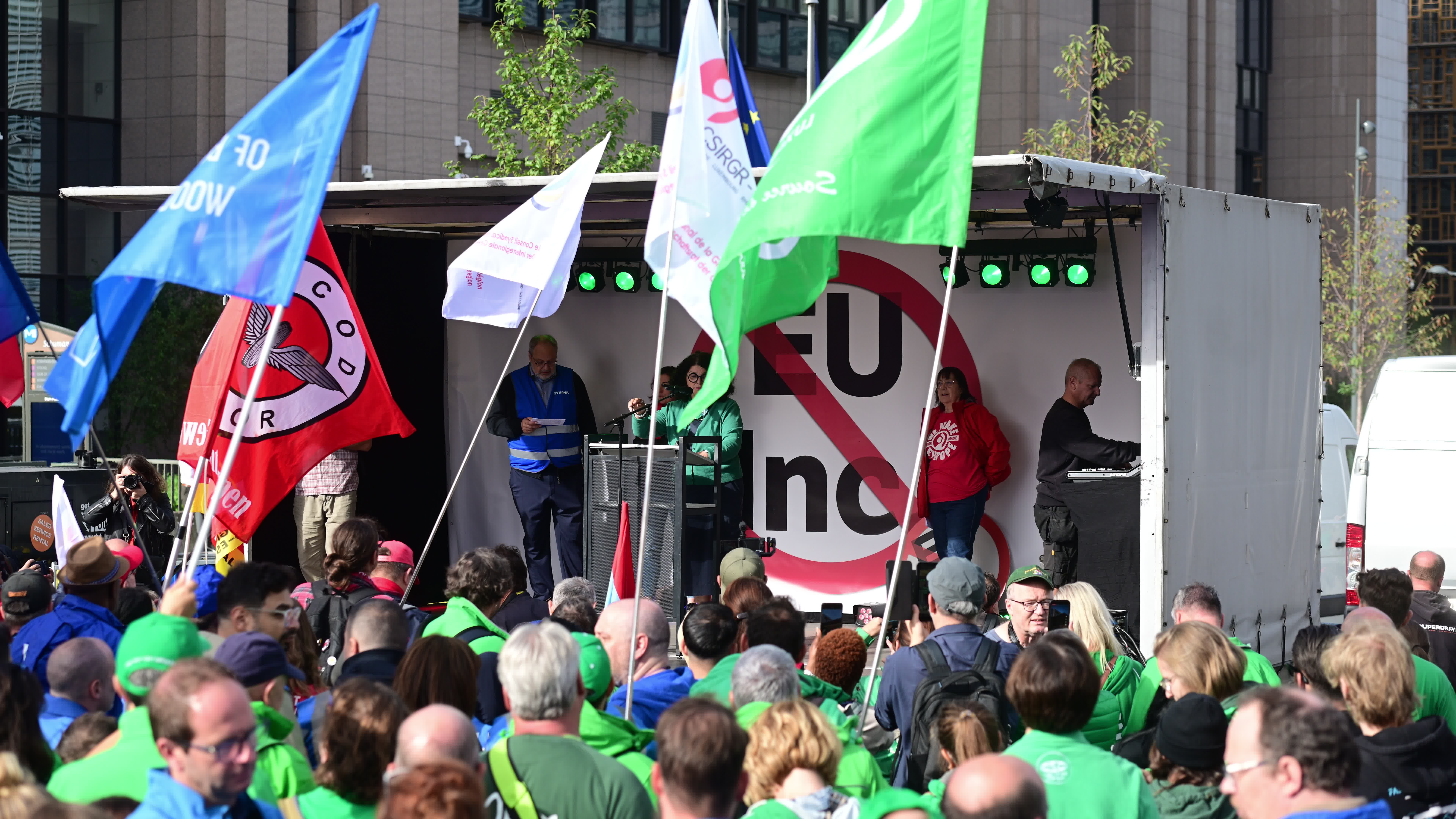 Trade unions demonstrate against proposed EU Inc. rules