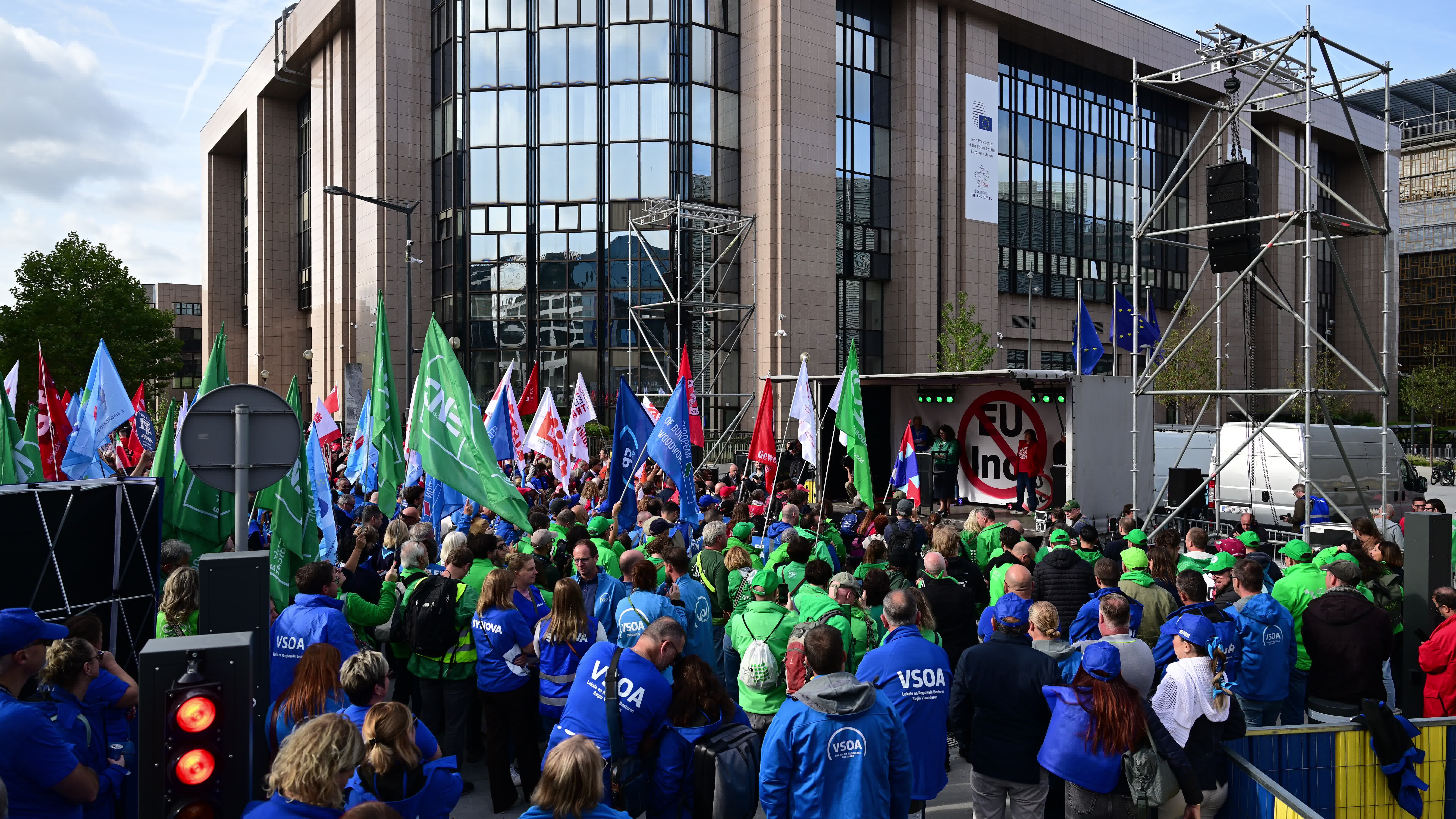 Trade unions demonstrate against proposed EU Inc. rules