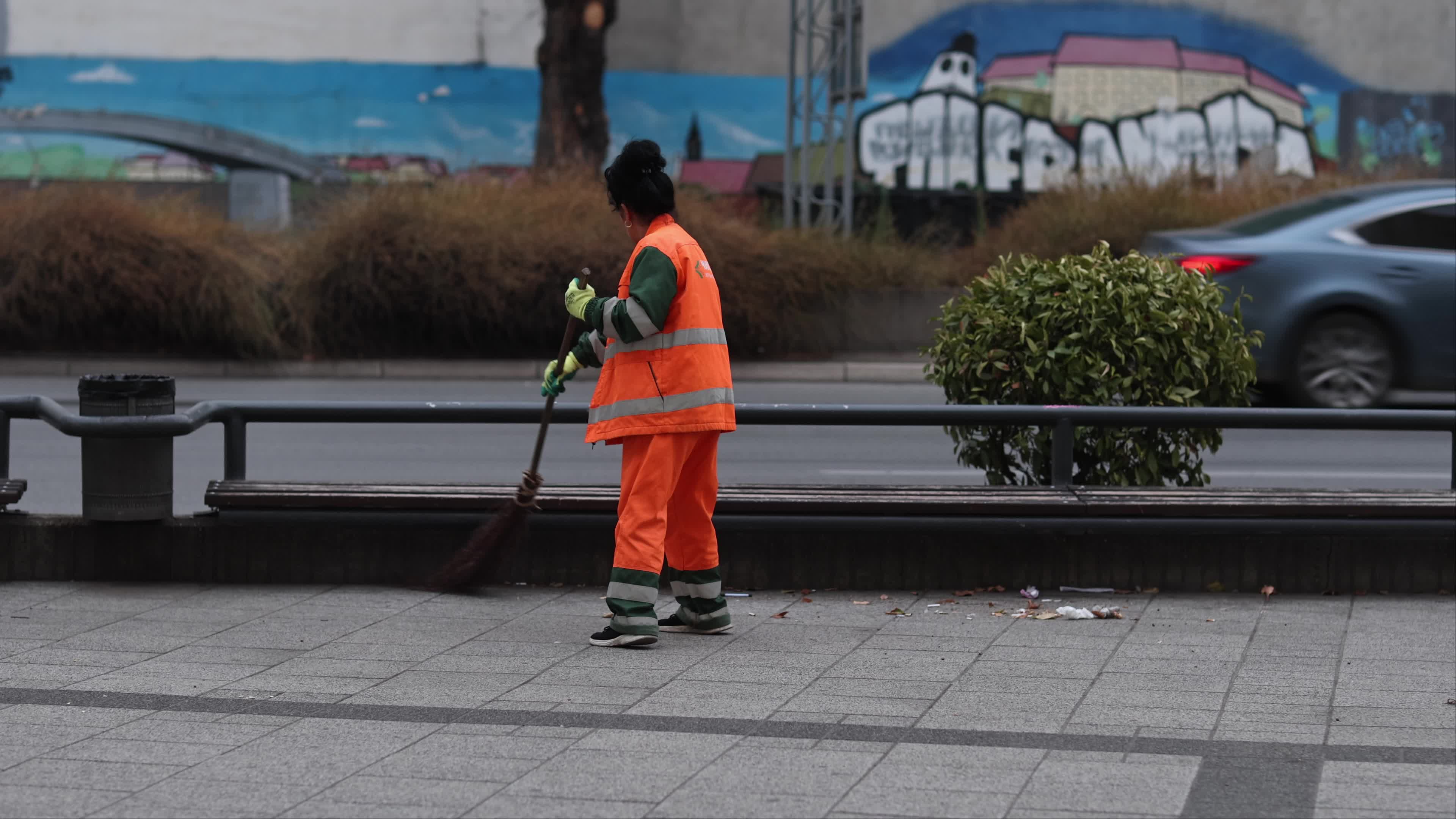 Street Cleaning in Novi Sad, Serbia