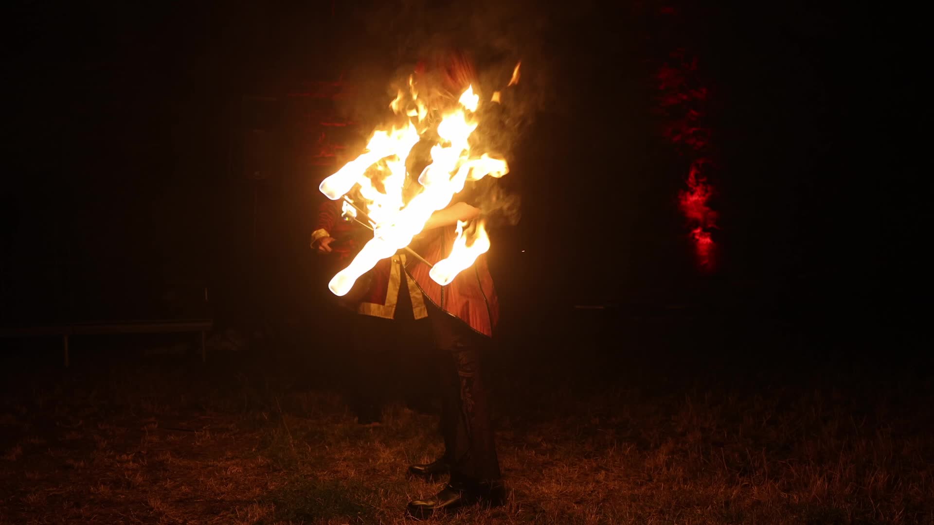 Fire Show at Serbian Medieval Culture Festival in Novi Sad, Serbia