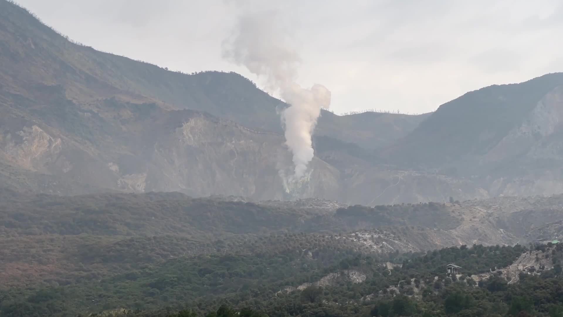 Mount Papandayan After Rare Blue Fire Phenomenon Emerges
