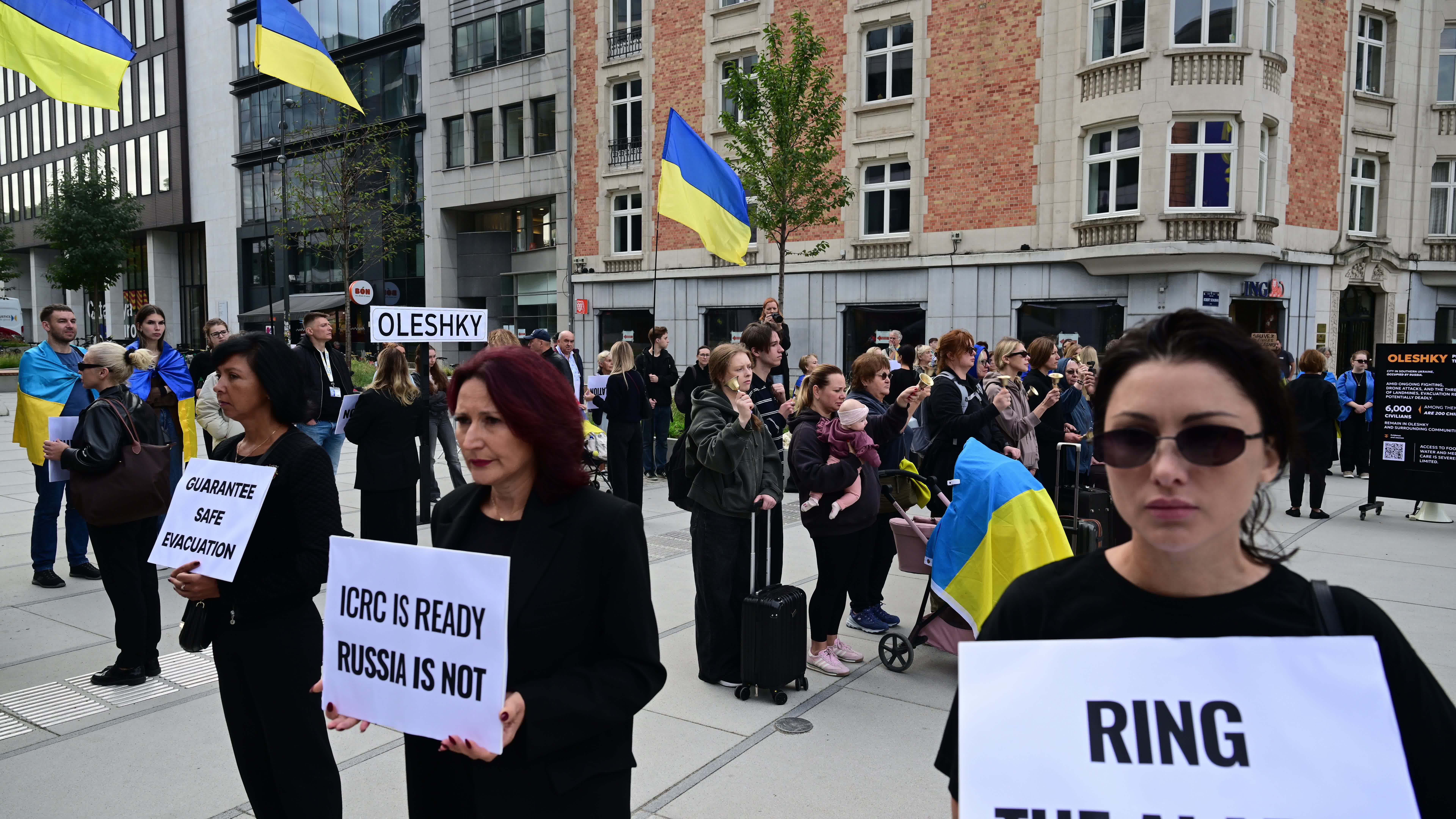 Protest against occupied Oleshky city in Ukraine