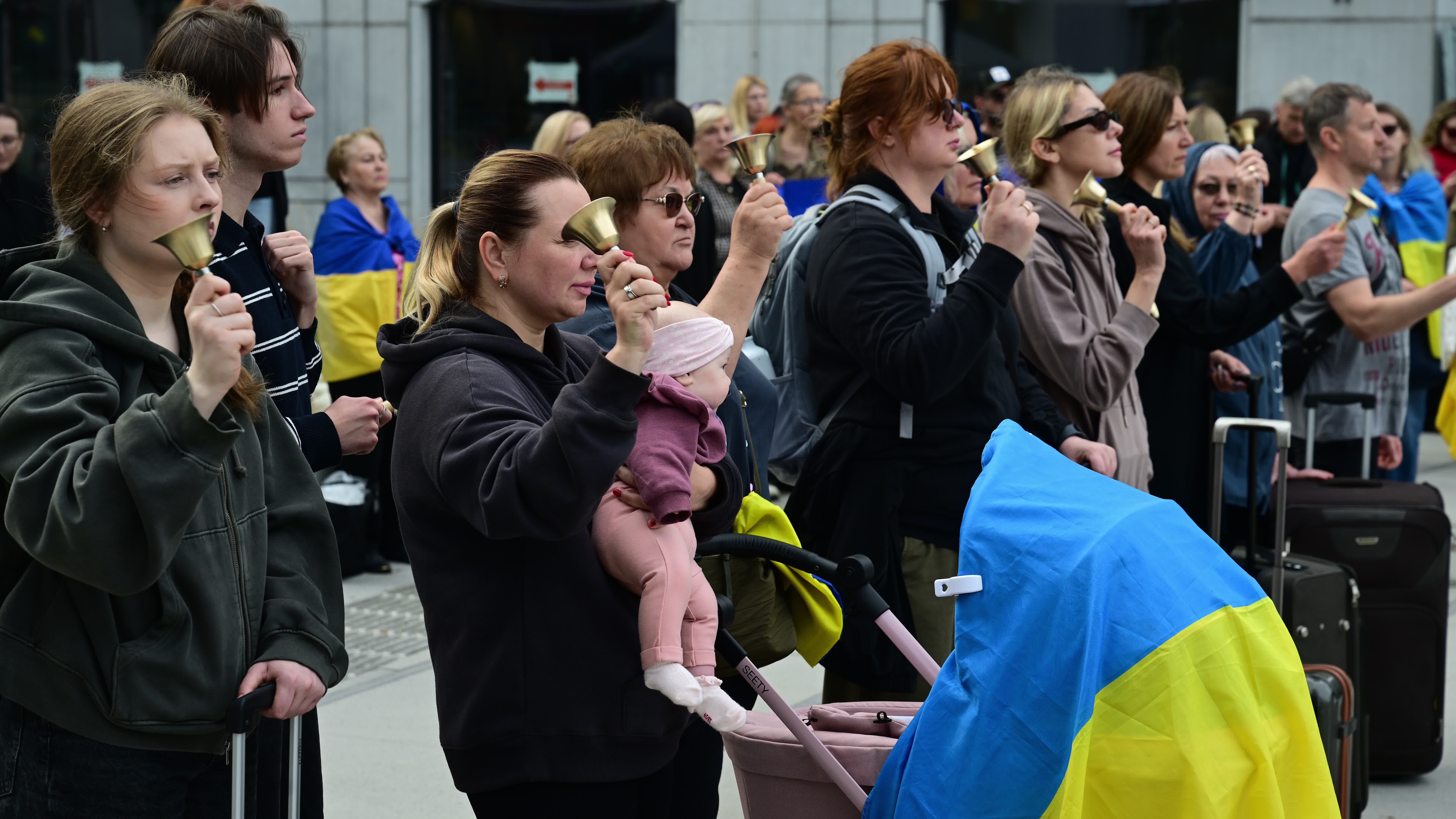 Protest against occupied Oleshky city in Ukraine
