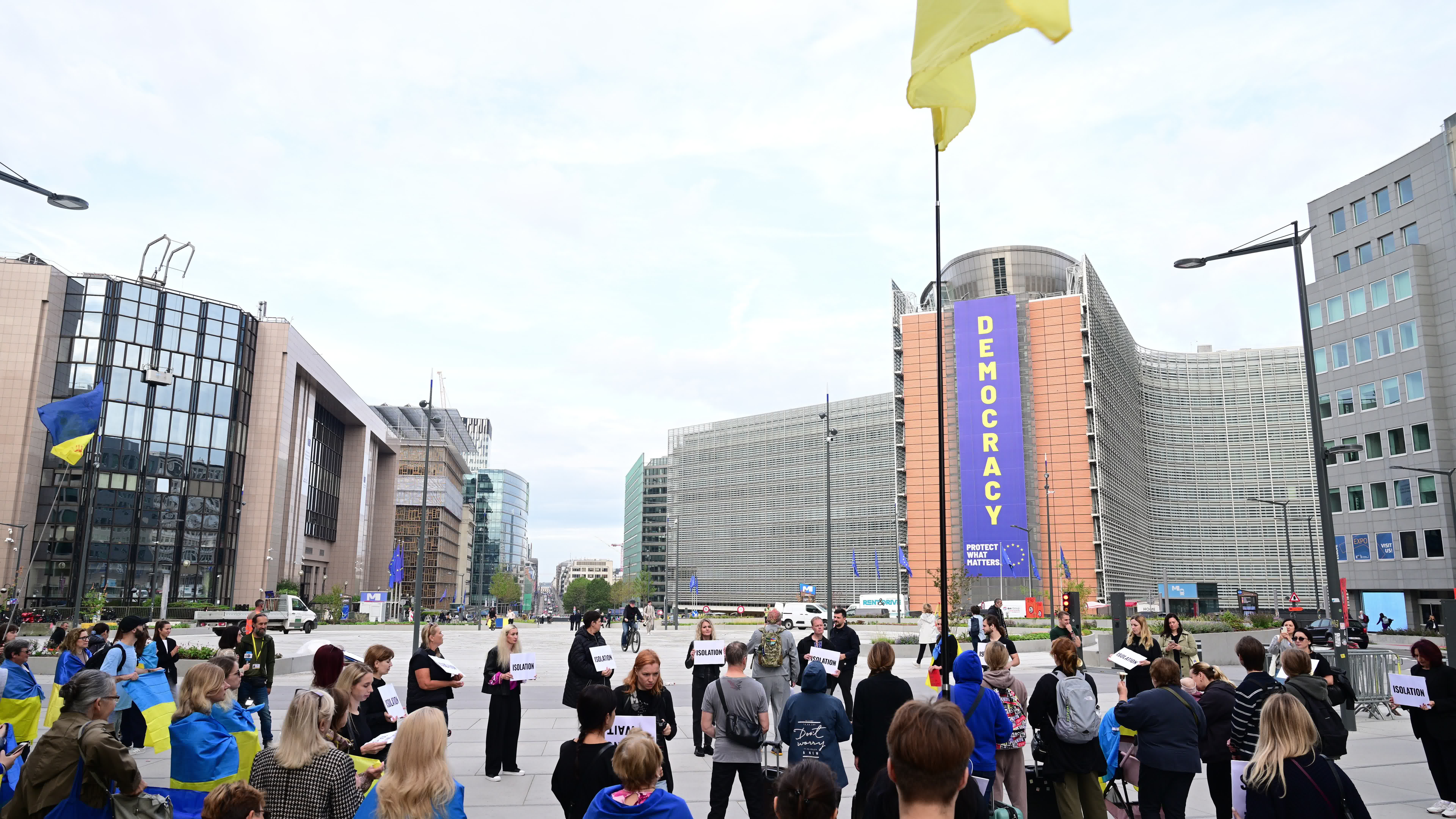 Protest against occupied Oleshky city in Ukraine