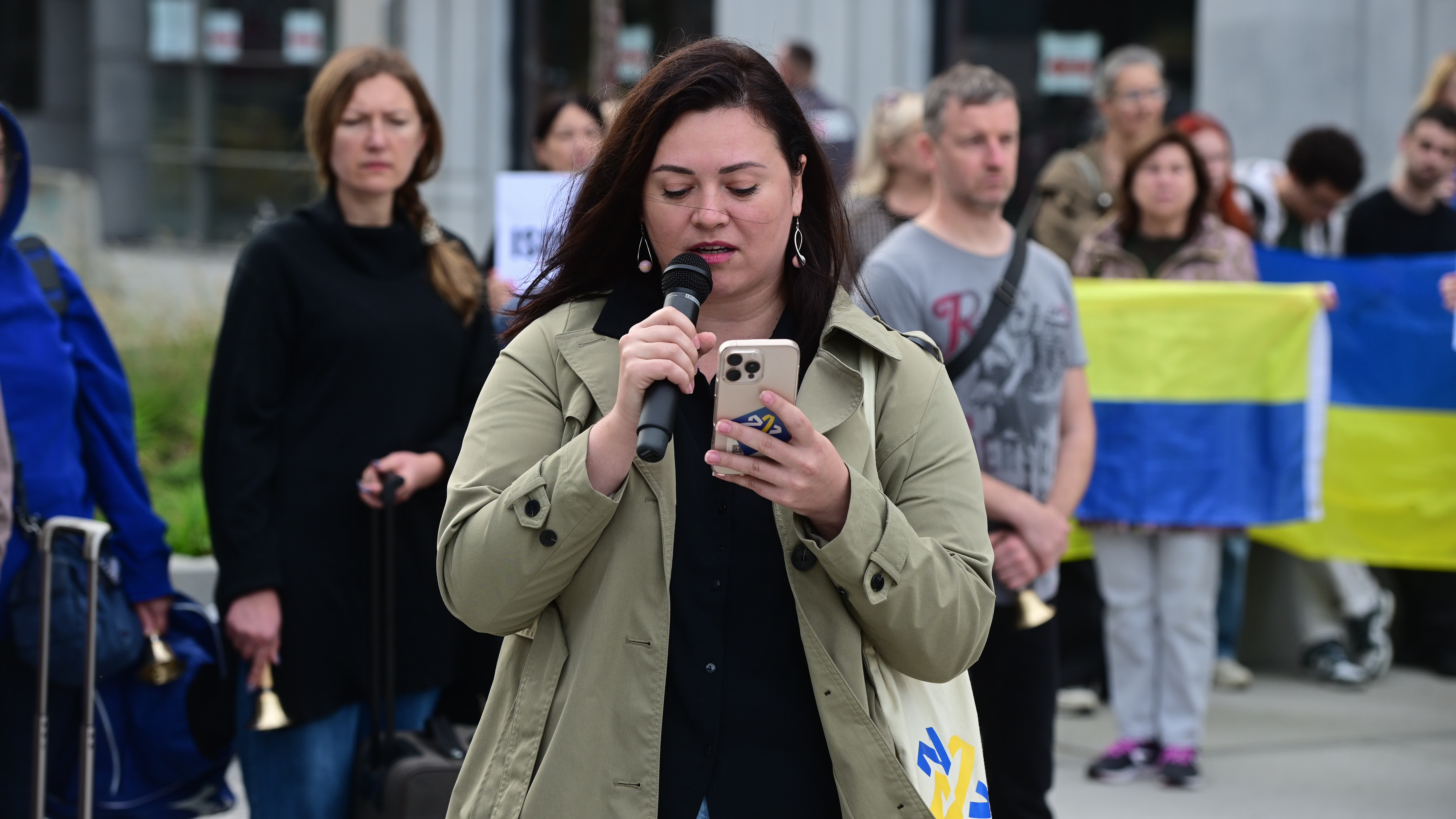 Protest against occupied Oleshky city in Ukraine