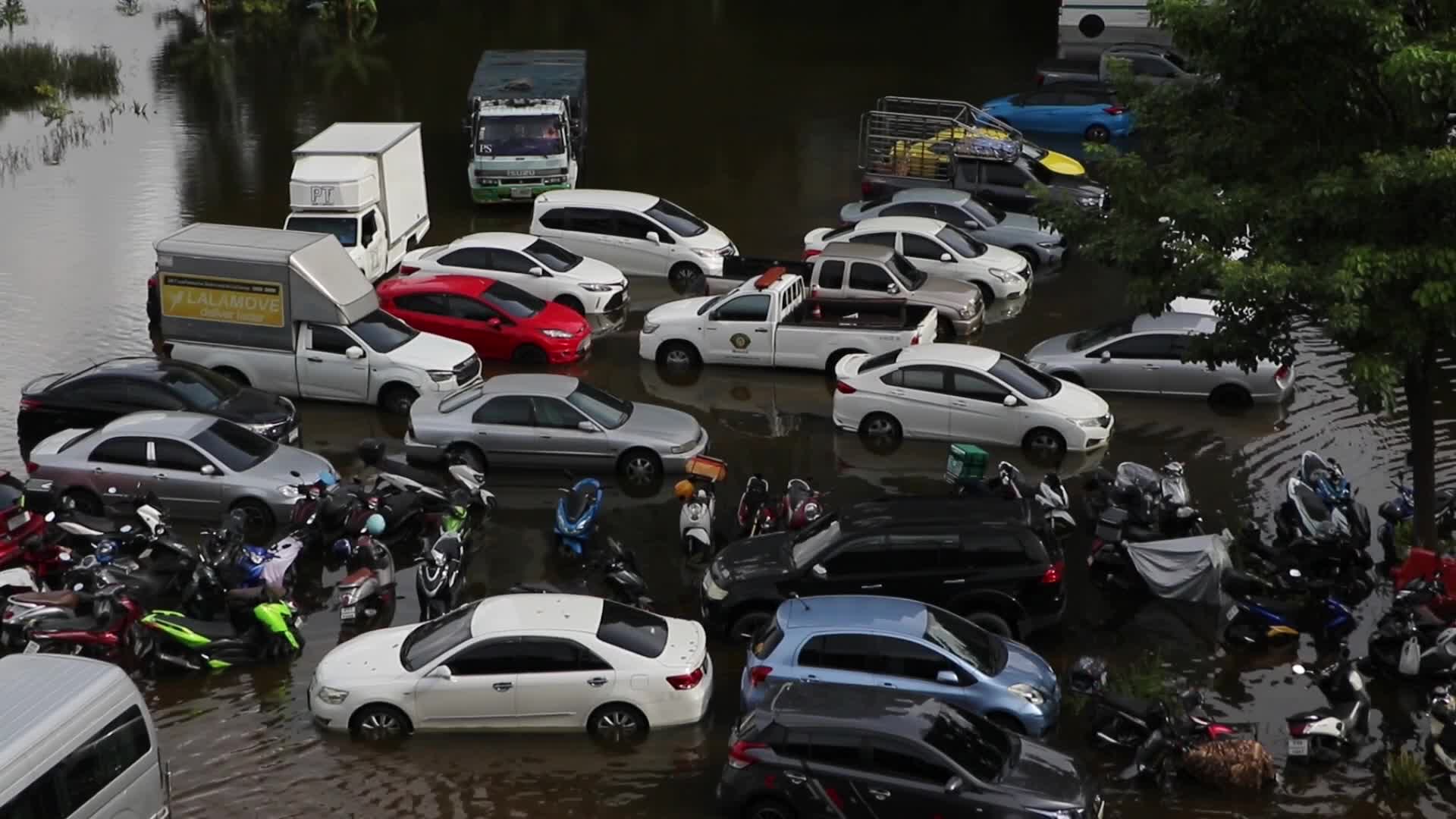 Damage vehicles from floods.