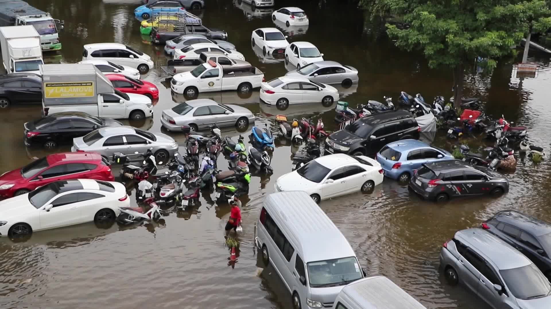 Damage vehicles from floods.