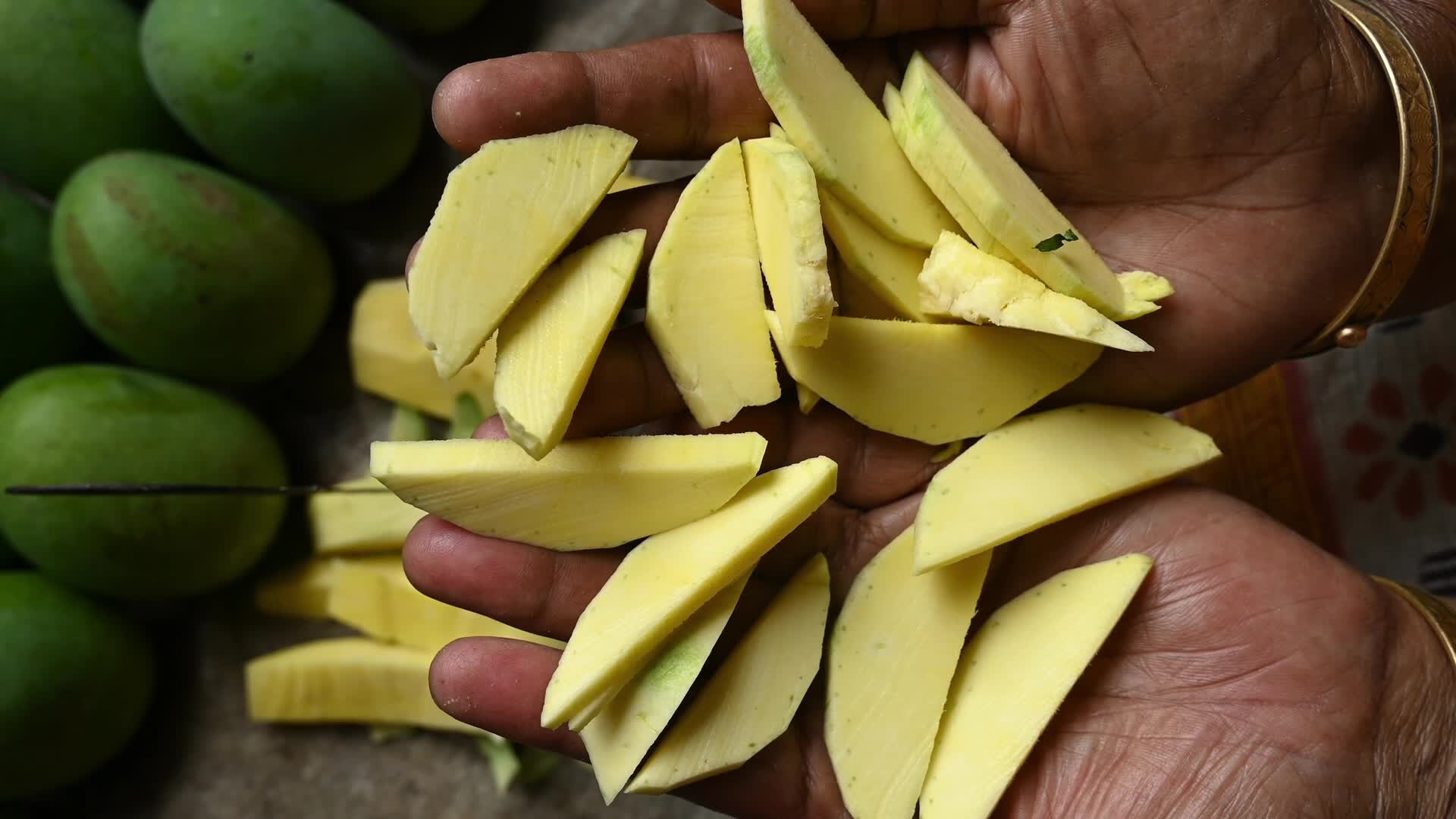 Traditional Raw Mango Pickle making - Indian Food