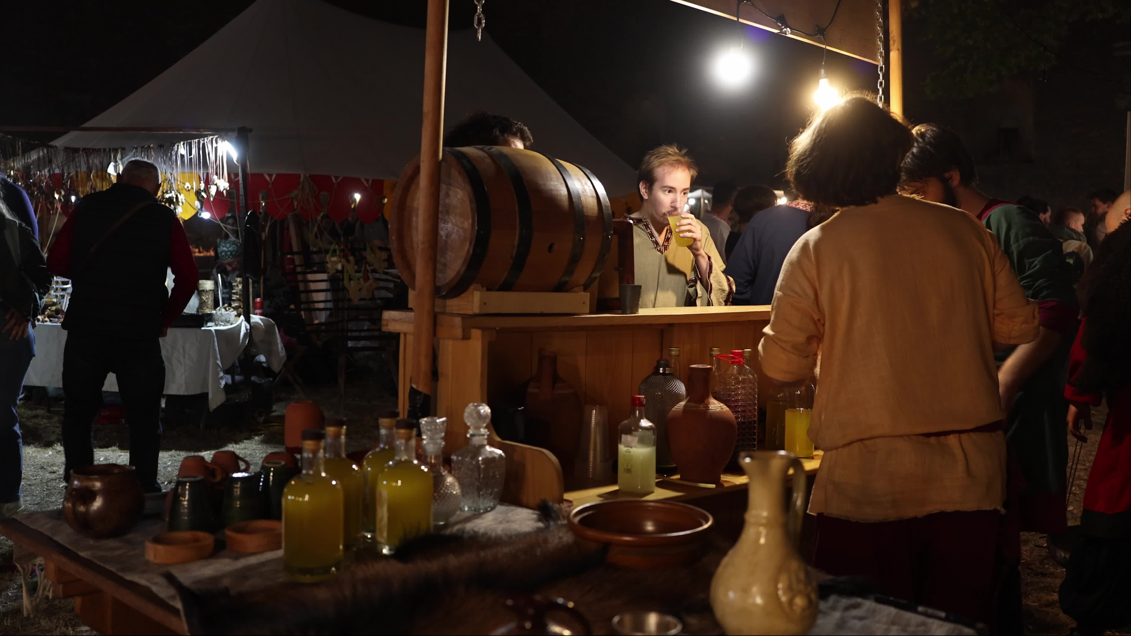 Young People at Alcohol Stand in Serbia