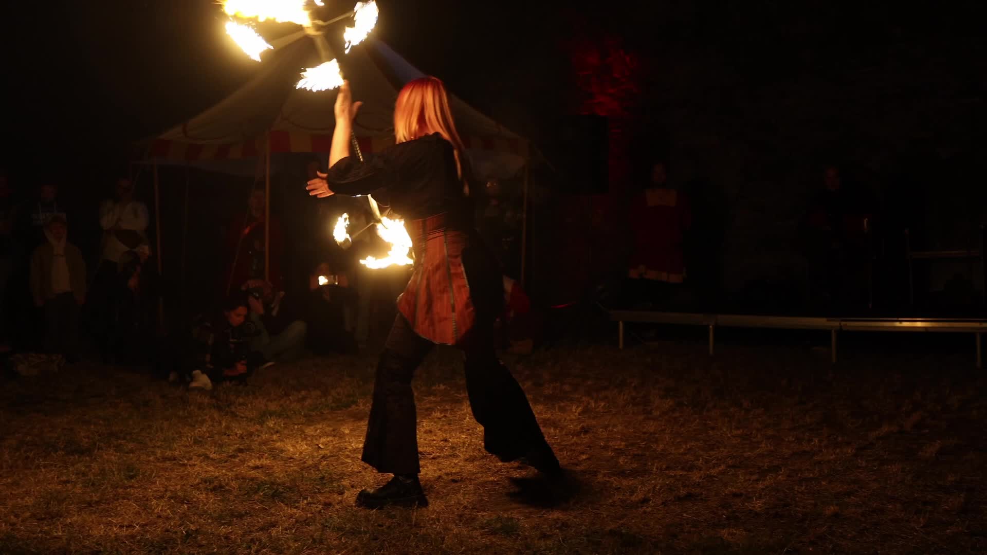 Fire Show at Serbian Medieval Culture Festival in Novi Sad, Serbia