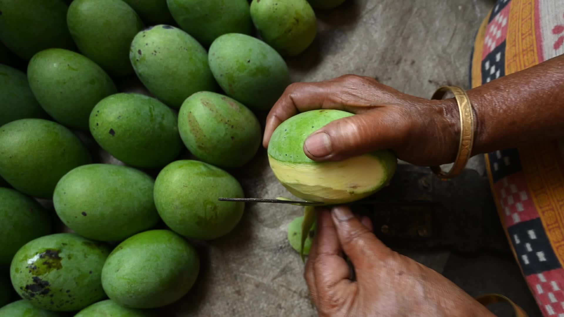 Traditional Raw Mango Pickle making - Indian Food