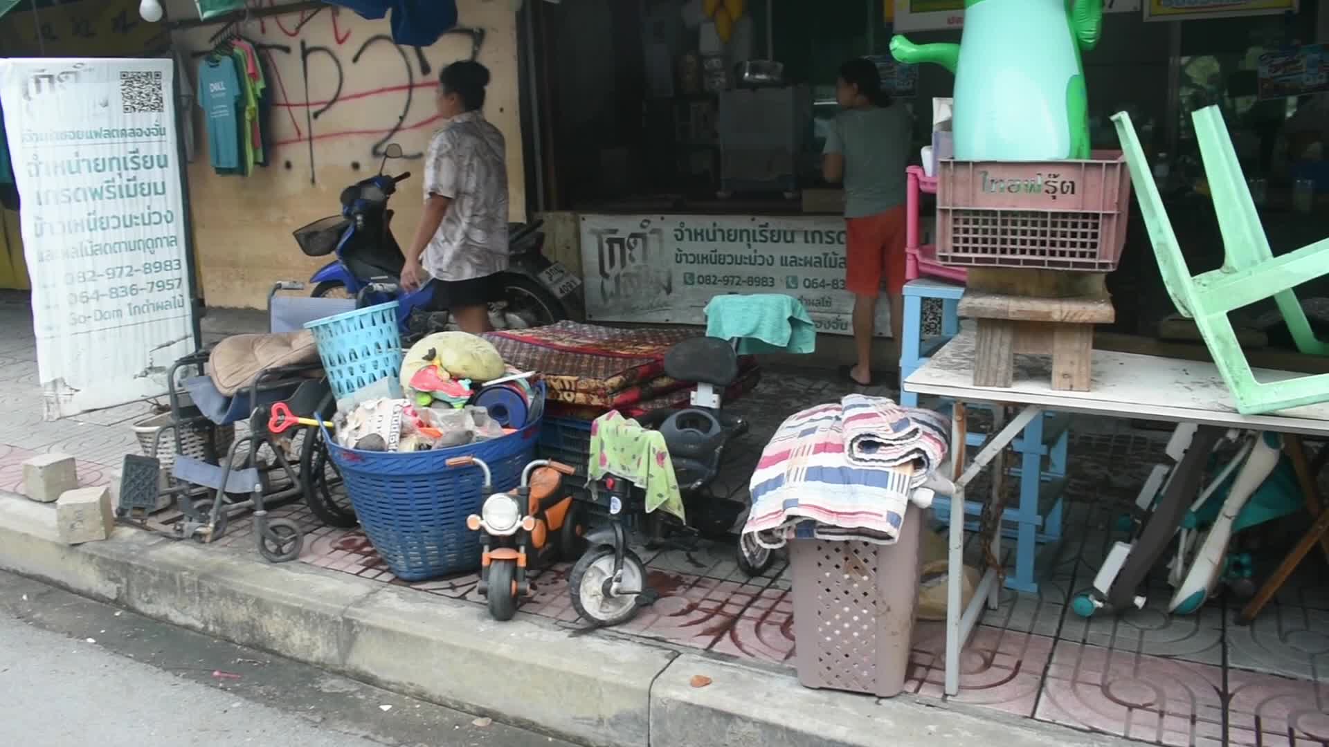 A large pile of rubbish cause from floods in Bangkok.