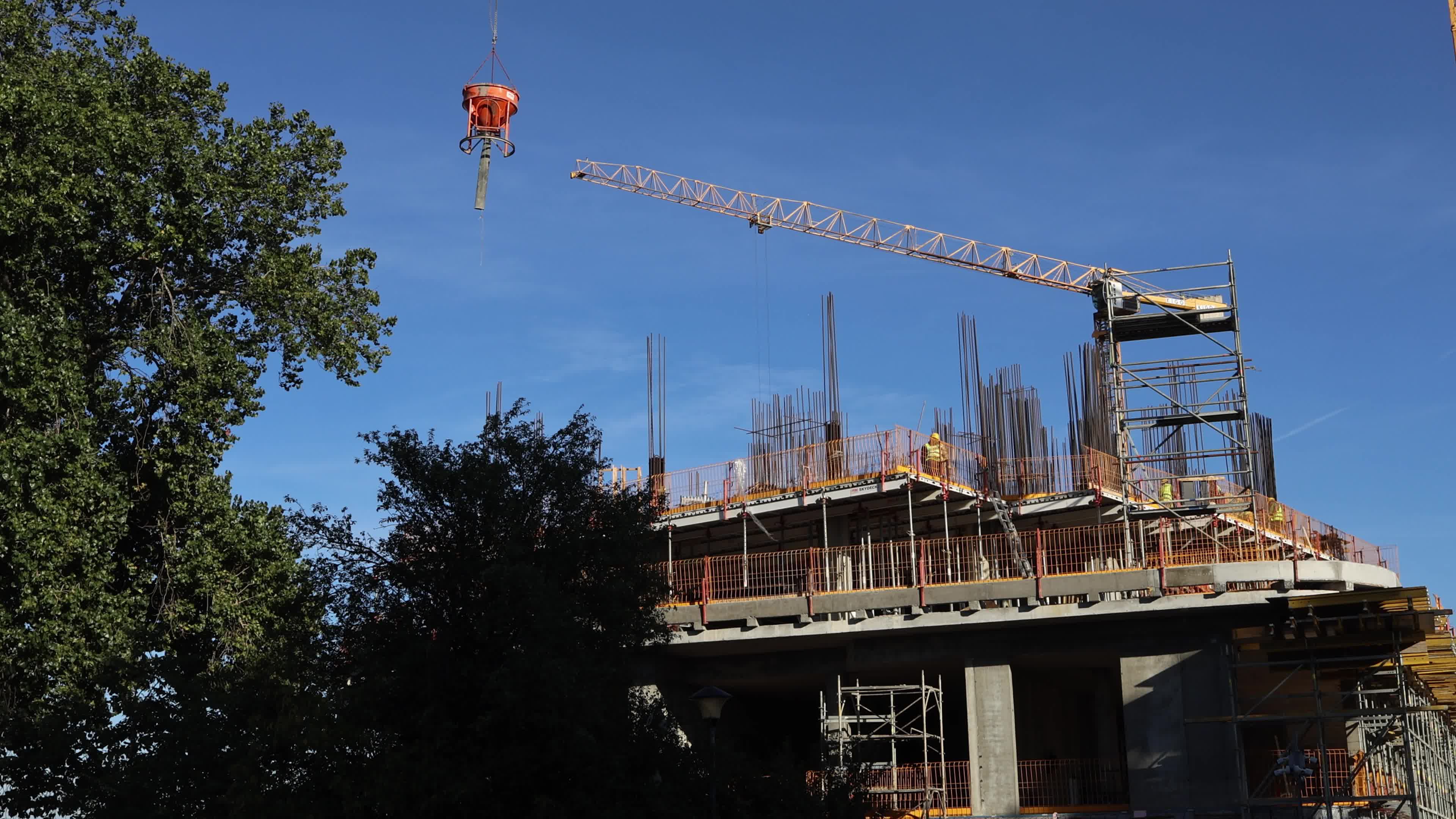 Construction Cranes at Marina Dorcol Development in Belgrade, Serbia