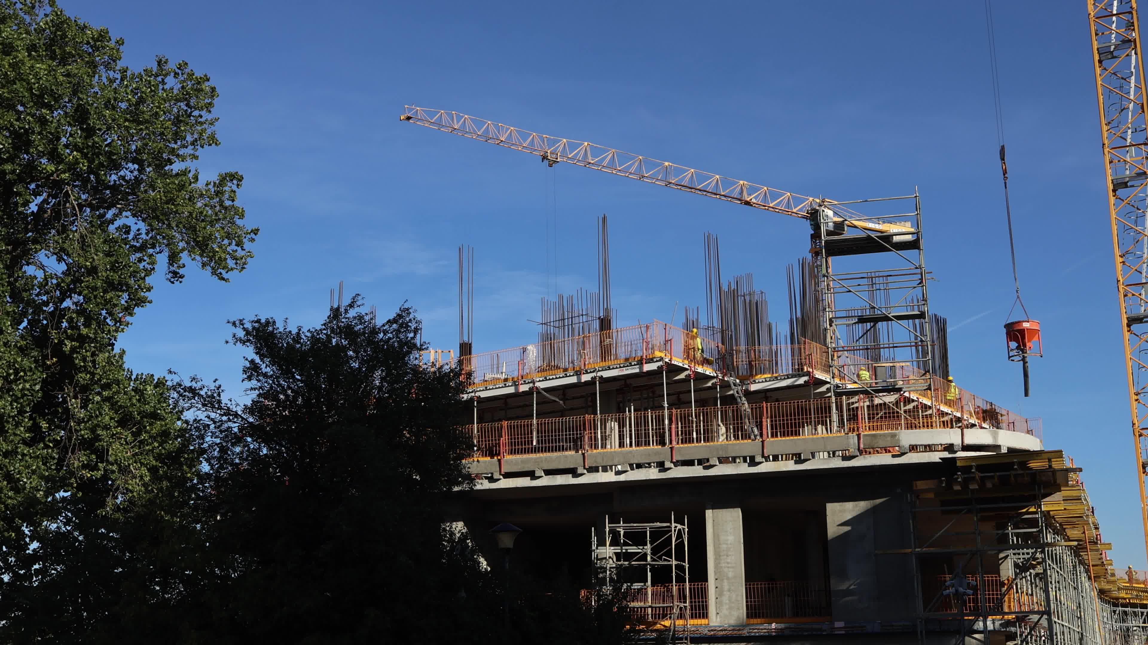 Construction Cranes at Marina Dorcol Development in Belgrade, Serbia