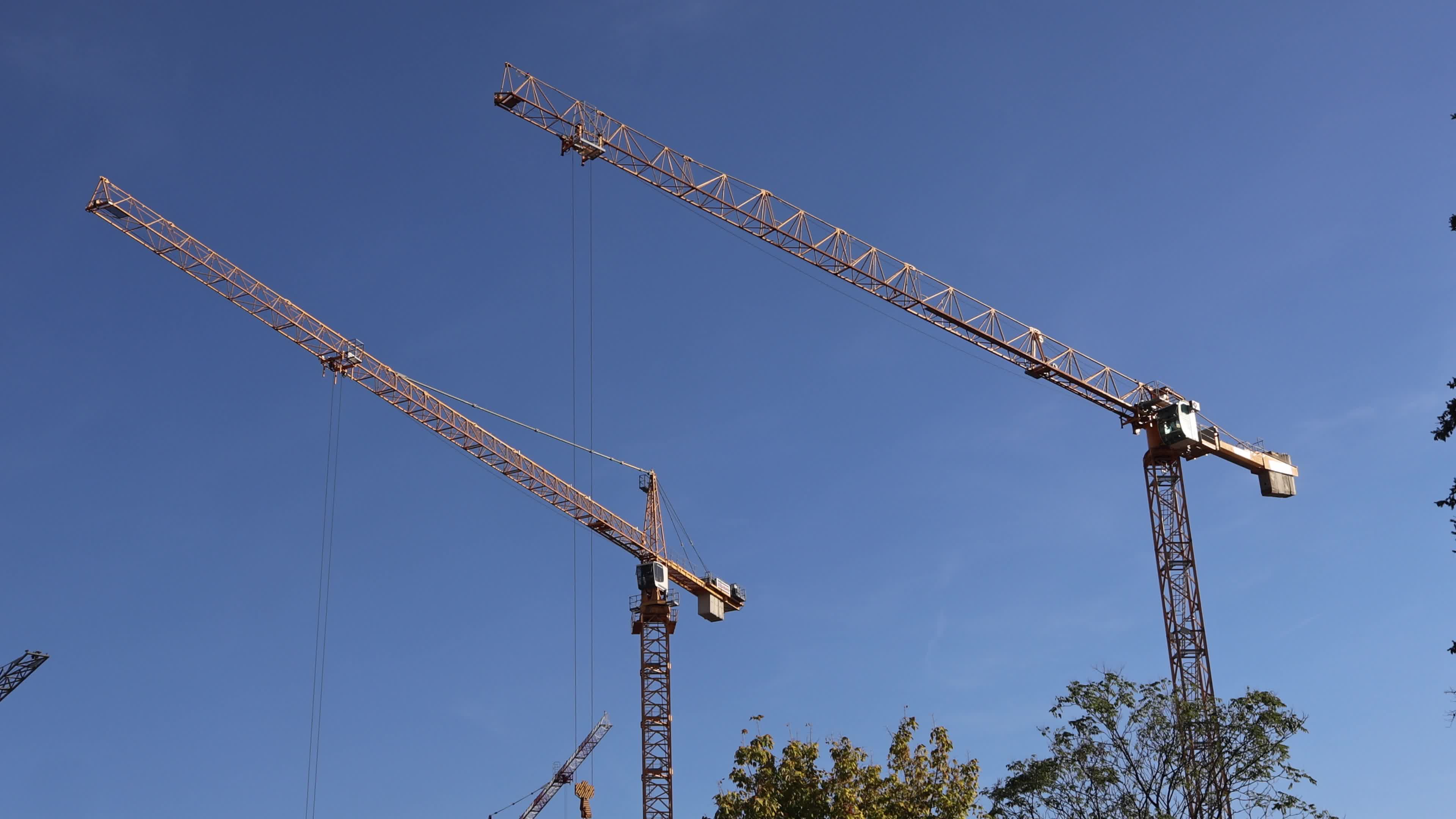 Construction Cranes at Marina Dorcol Development in Belgrade, Serbia
