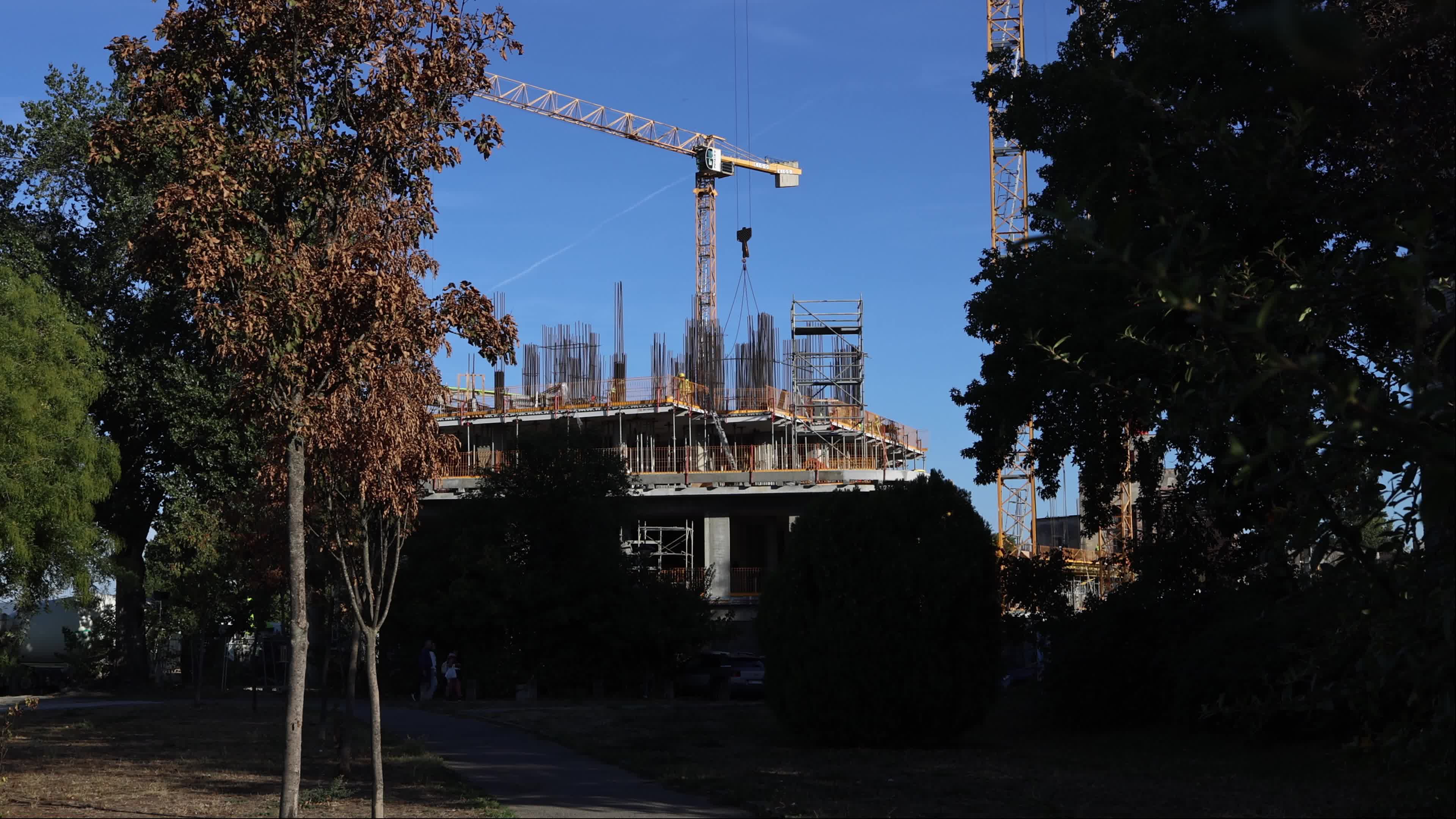Construction Cranes at Marina Dorcol Development in Belgrade, Serbia