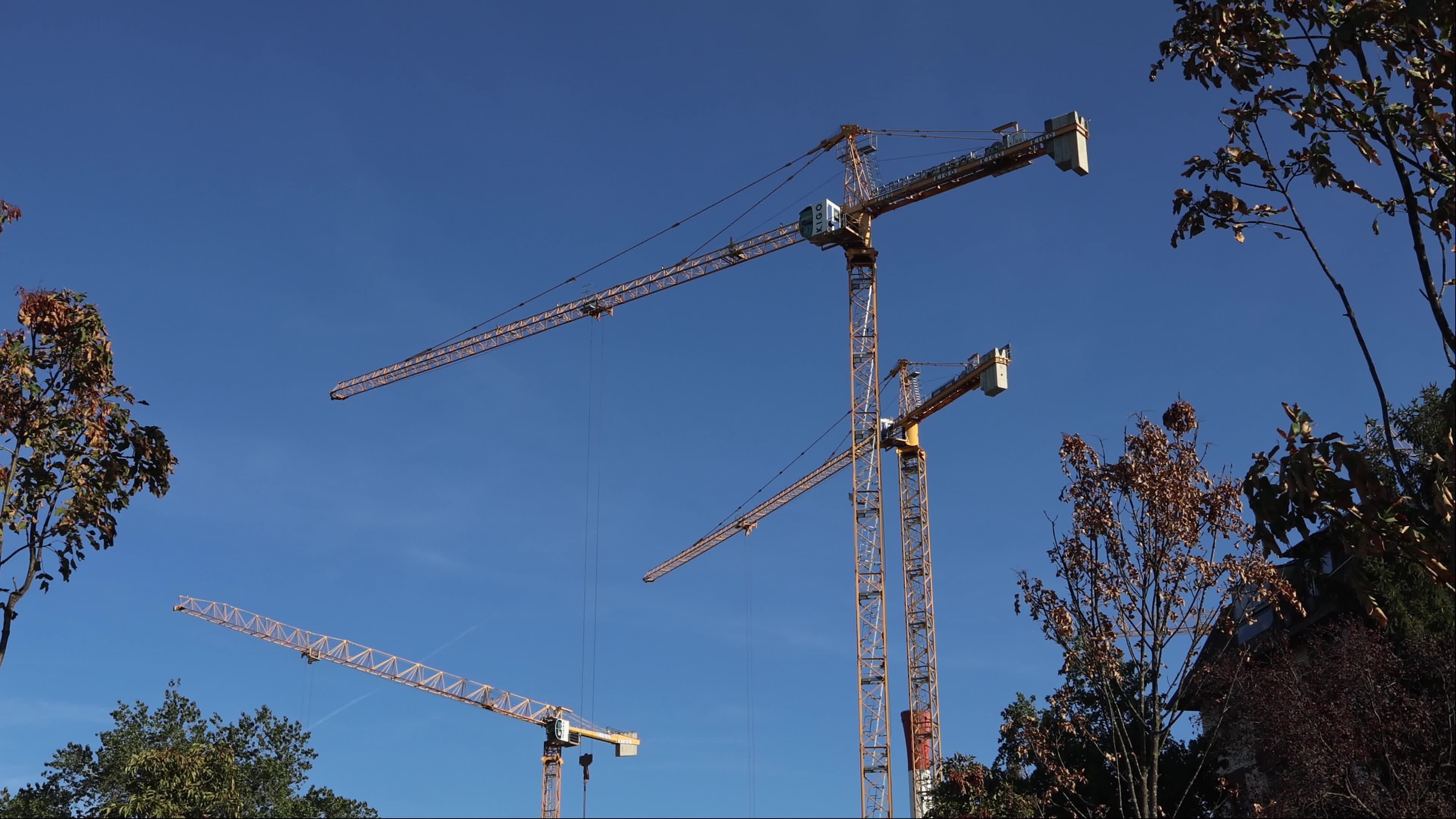 Construction Cranes at Marina Dorcol Development in Belgrade, Serbia