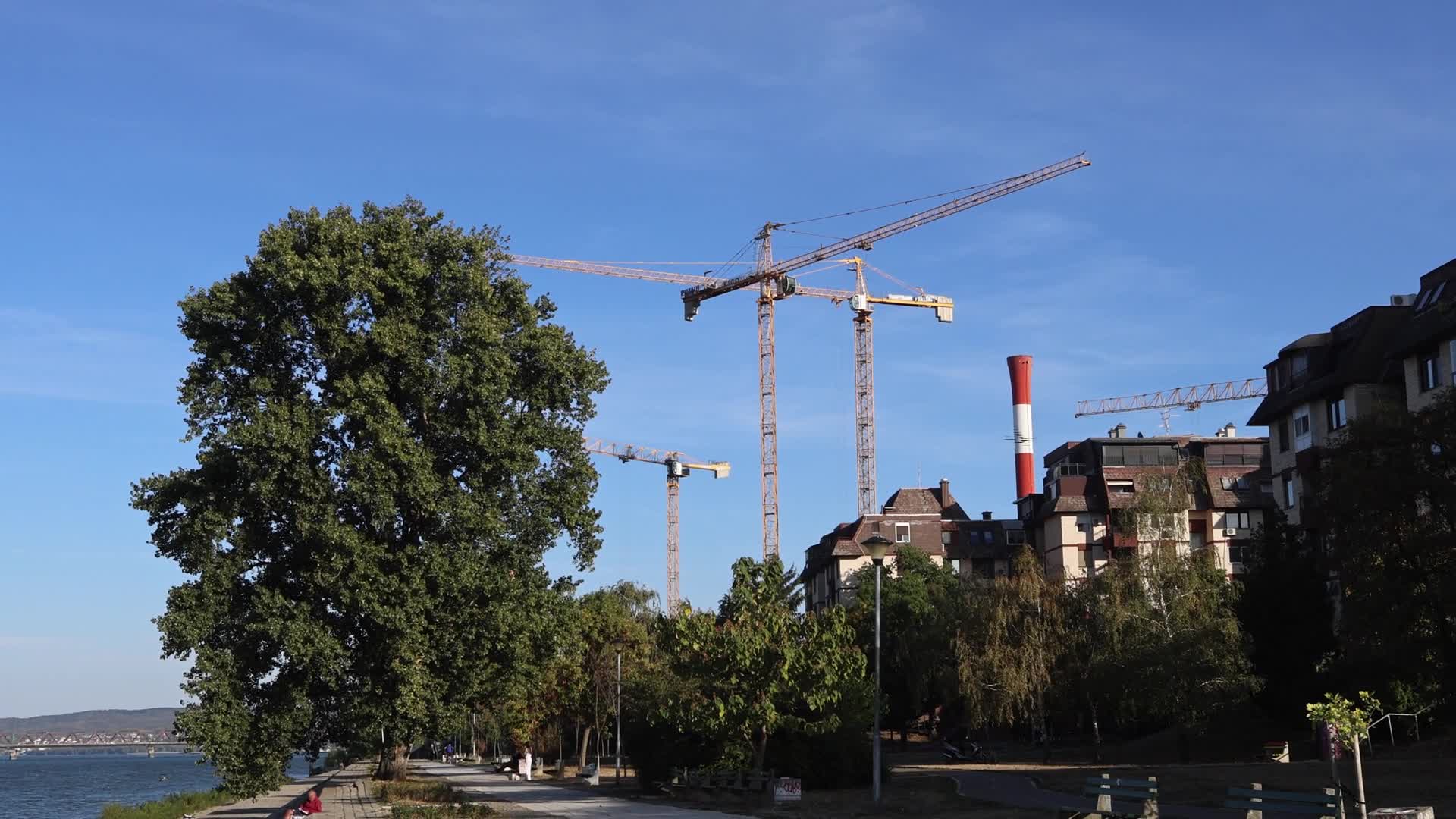 Construction Cranes at Marina Dorcol Development in Belgrade, Serbia - 10/01/2026