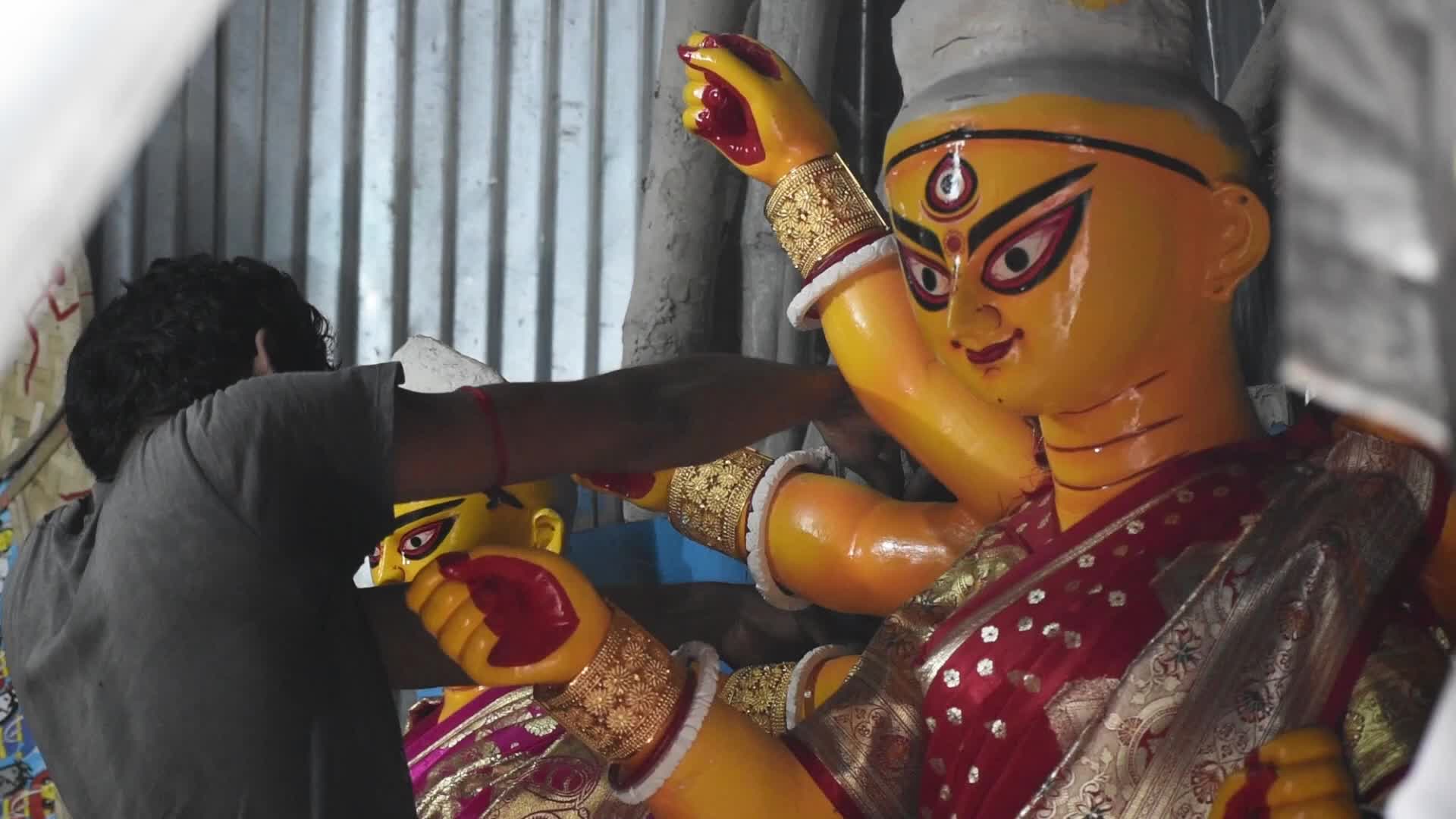 Durga Puja Festival Preparation in Kolkata, India