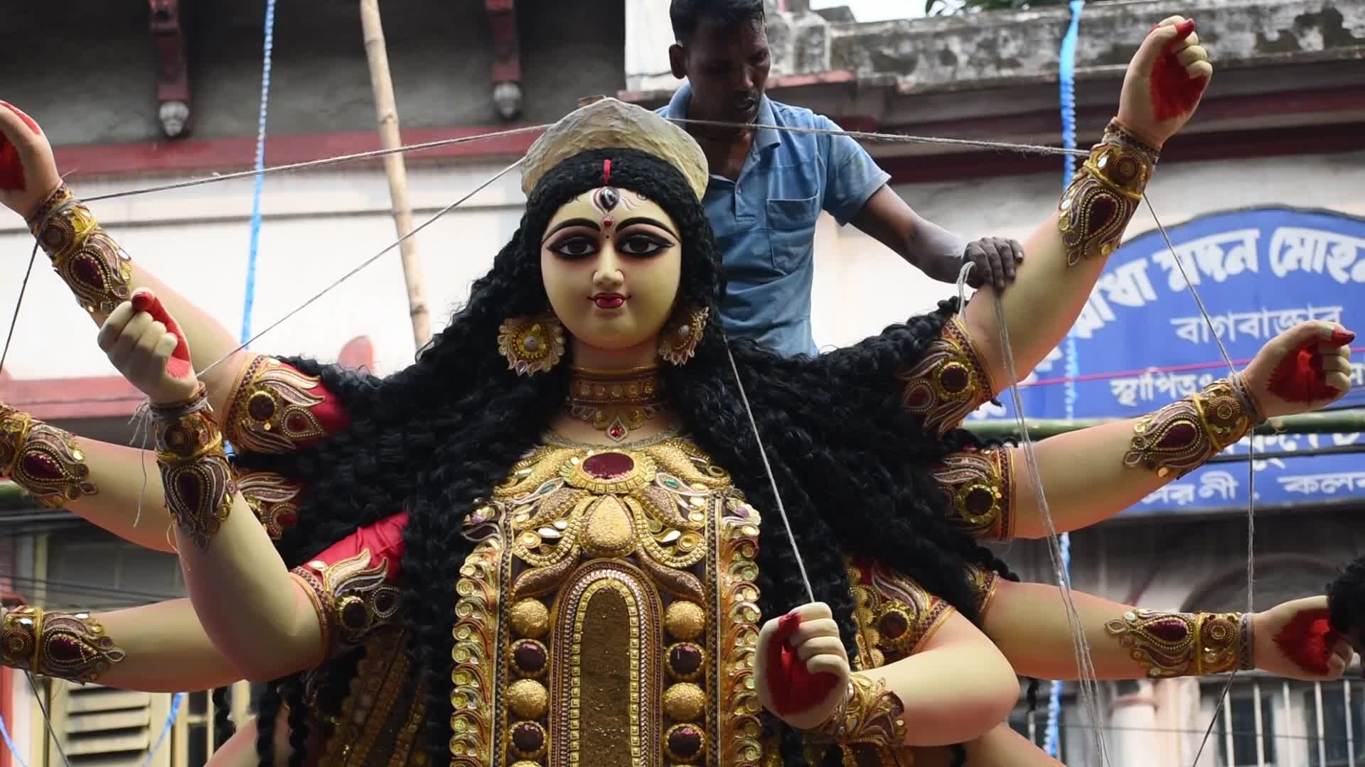 Durga Puja Festival Preparation in Kolkata, India