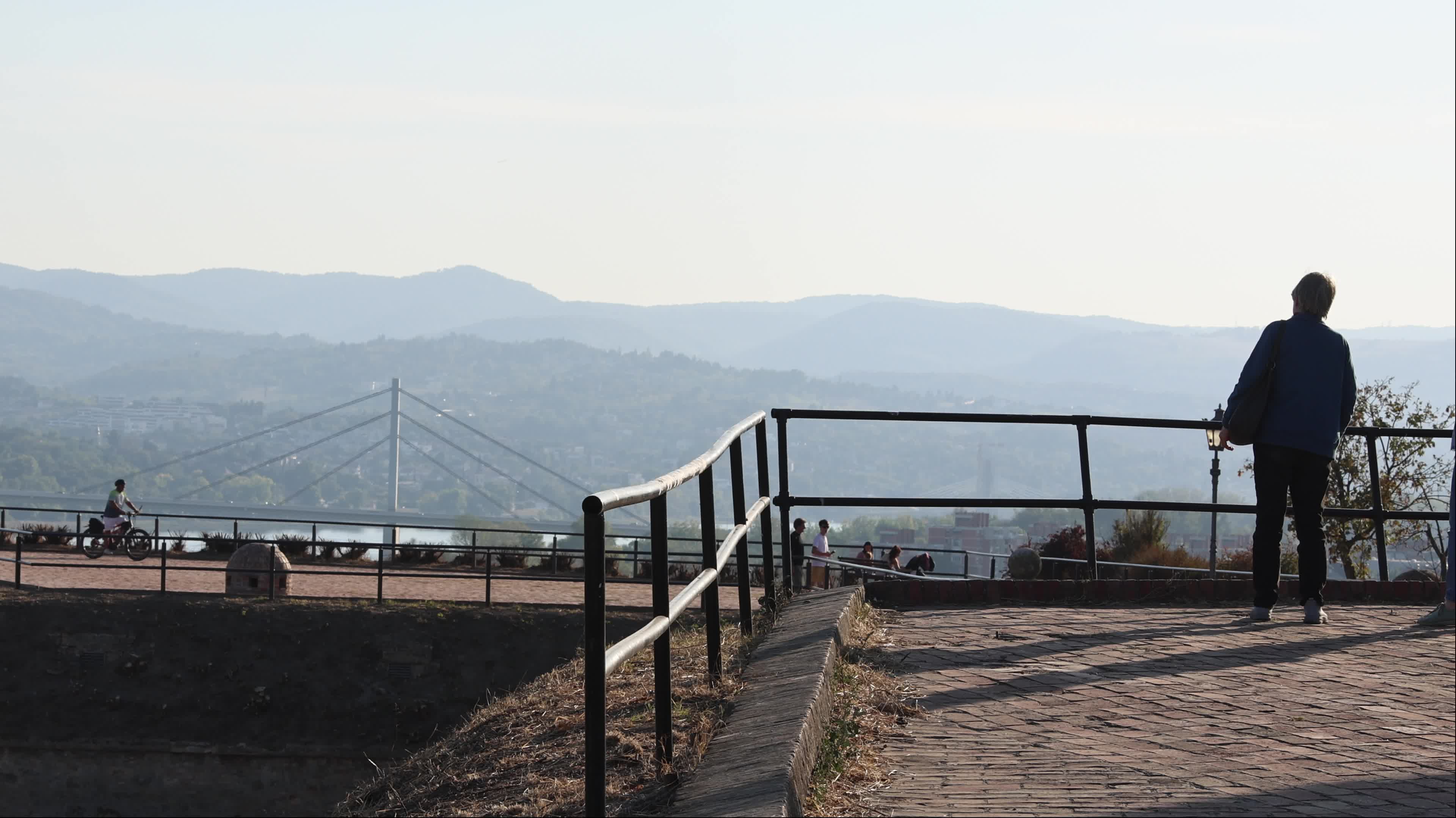 People Walking at Petrovaradin Fortress in Novi Sad, Serbia