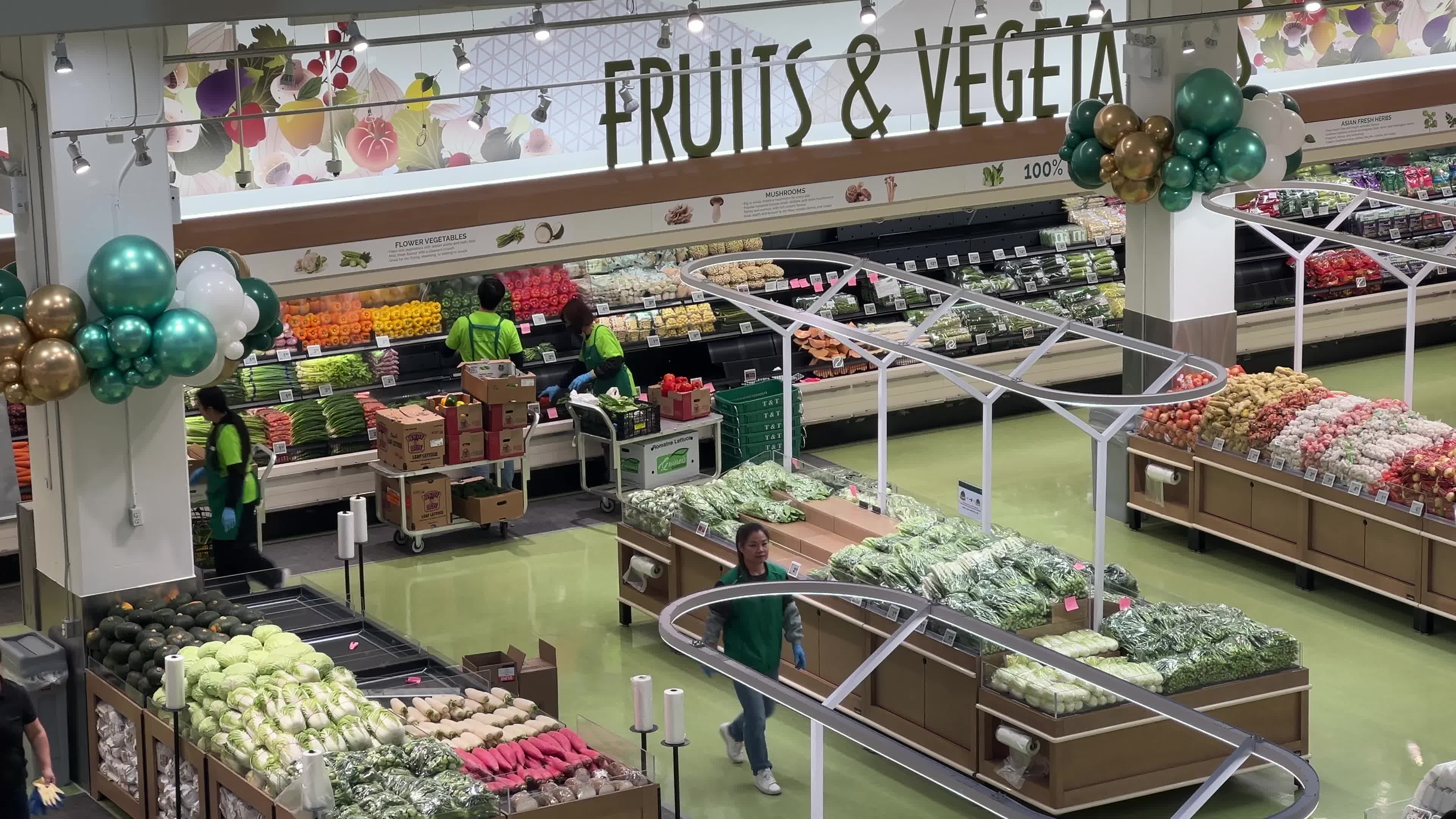 Preparations for the grand opening of a new grocery store in Toronto