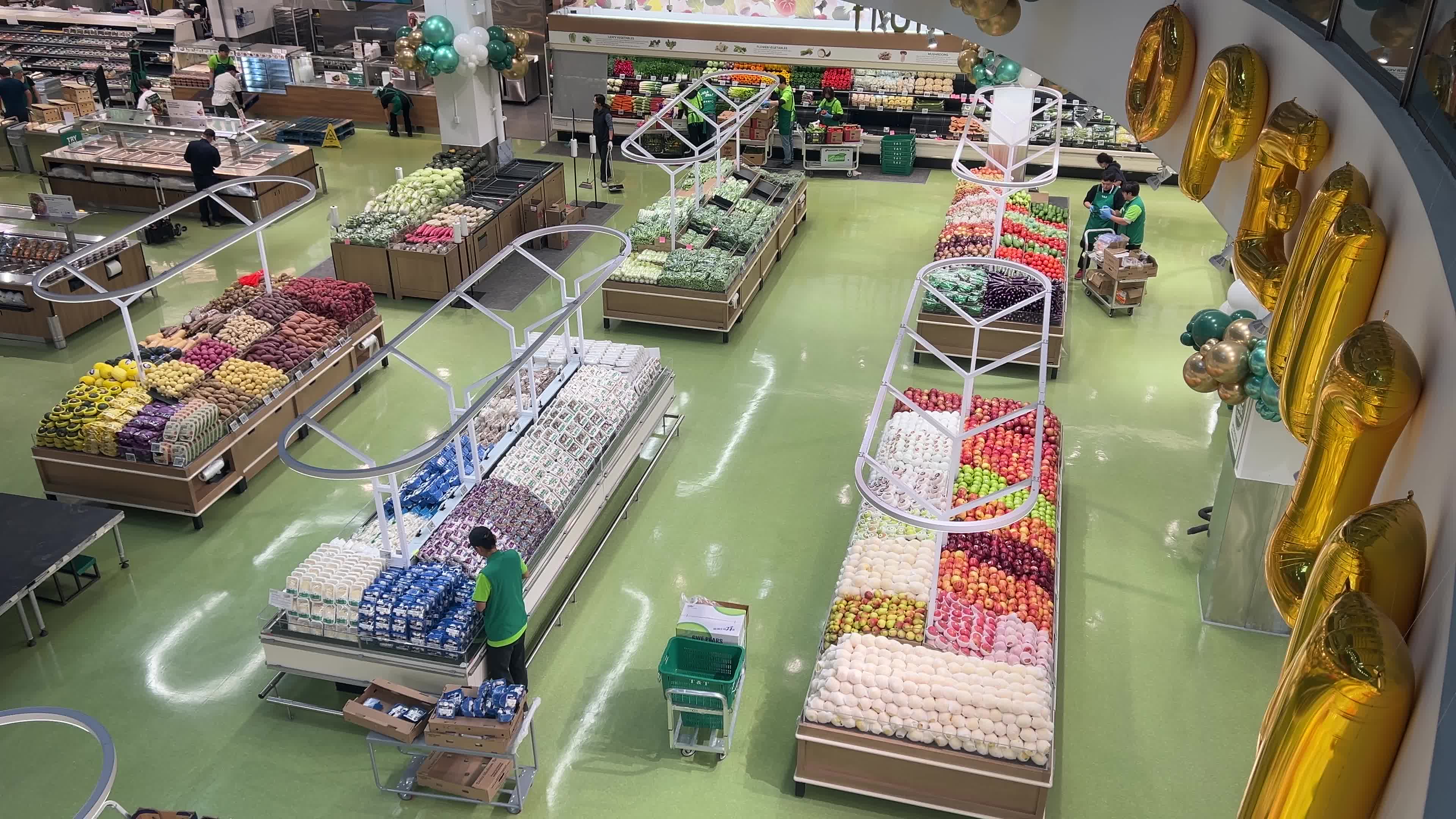 Preparations for the grand opening of a new grocery store in Toronto
