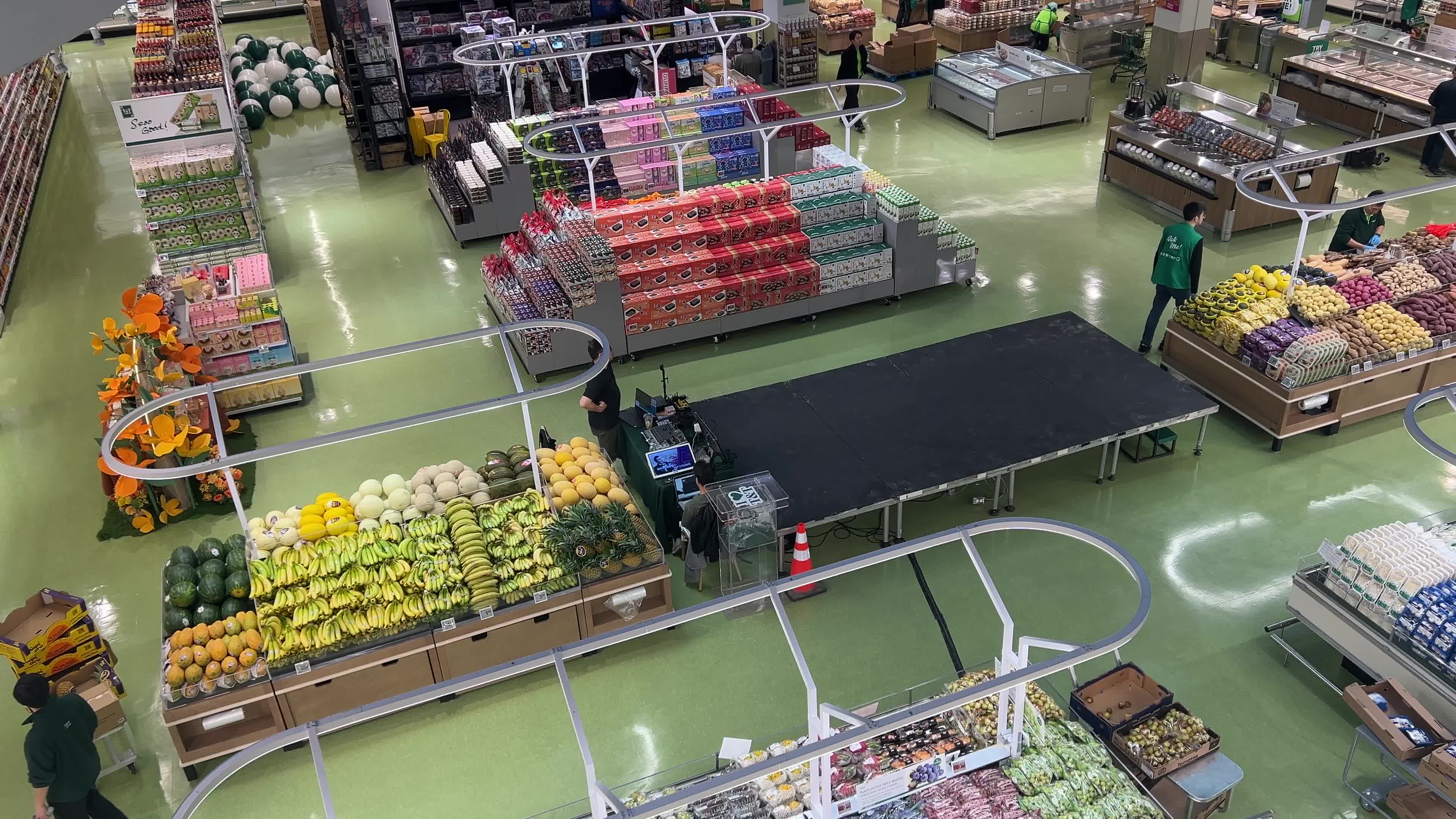 Preparations for the grand opening of a new grocery store in Toronto