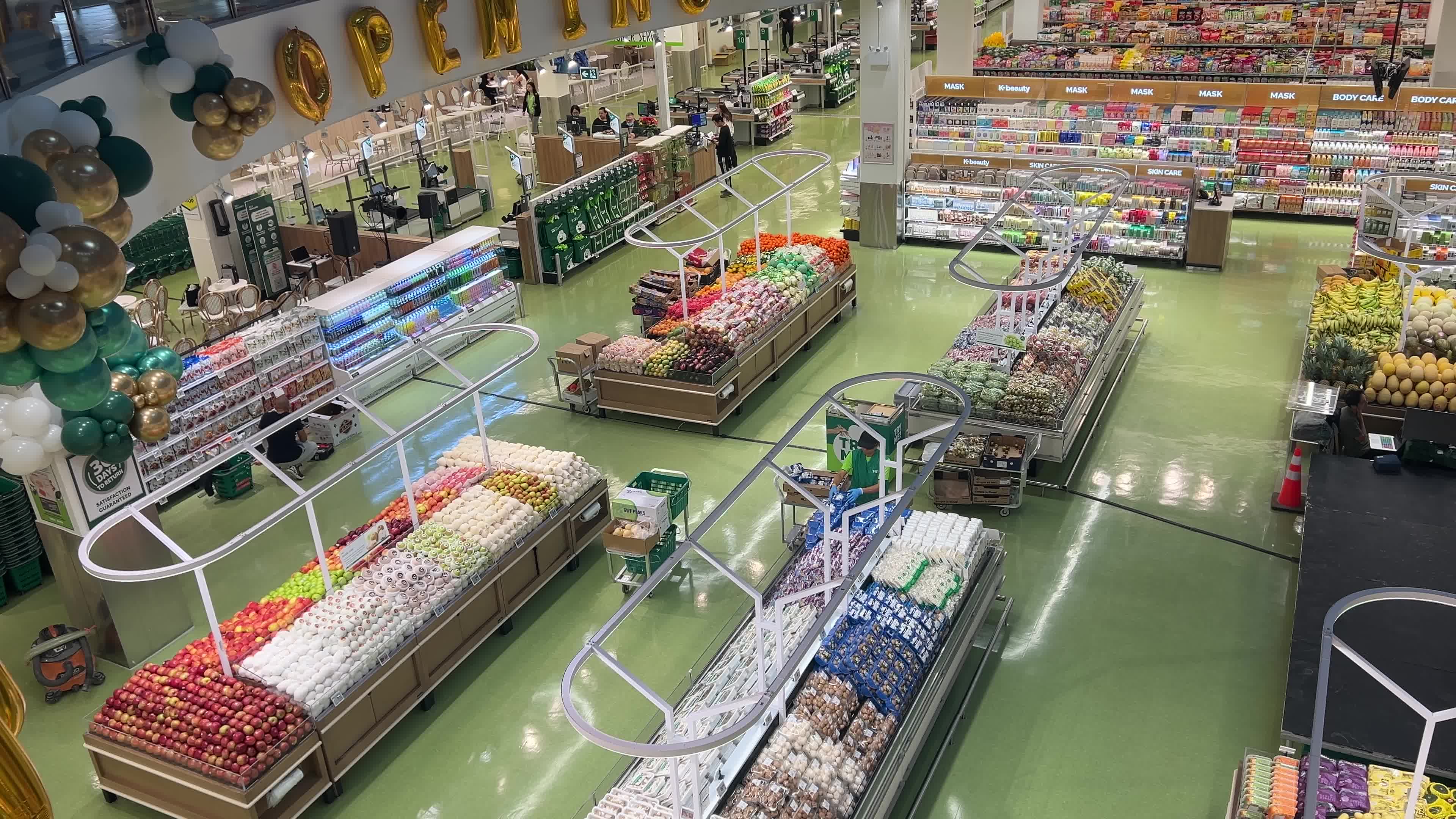 Preparations for the grand opening of a new grocery store in Toronto