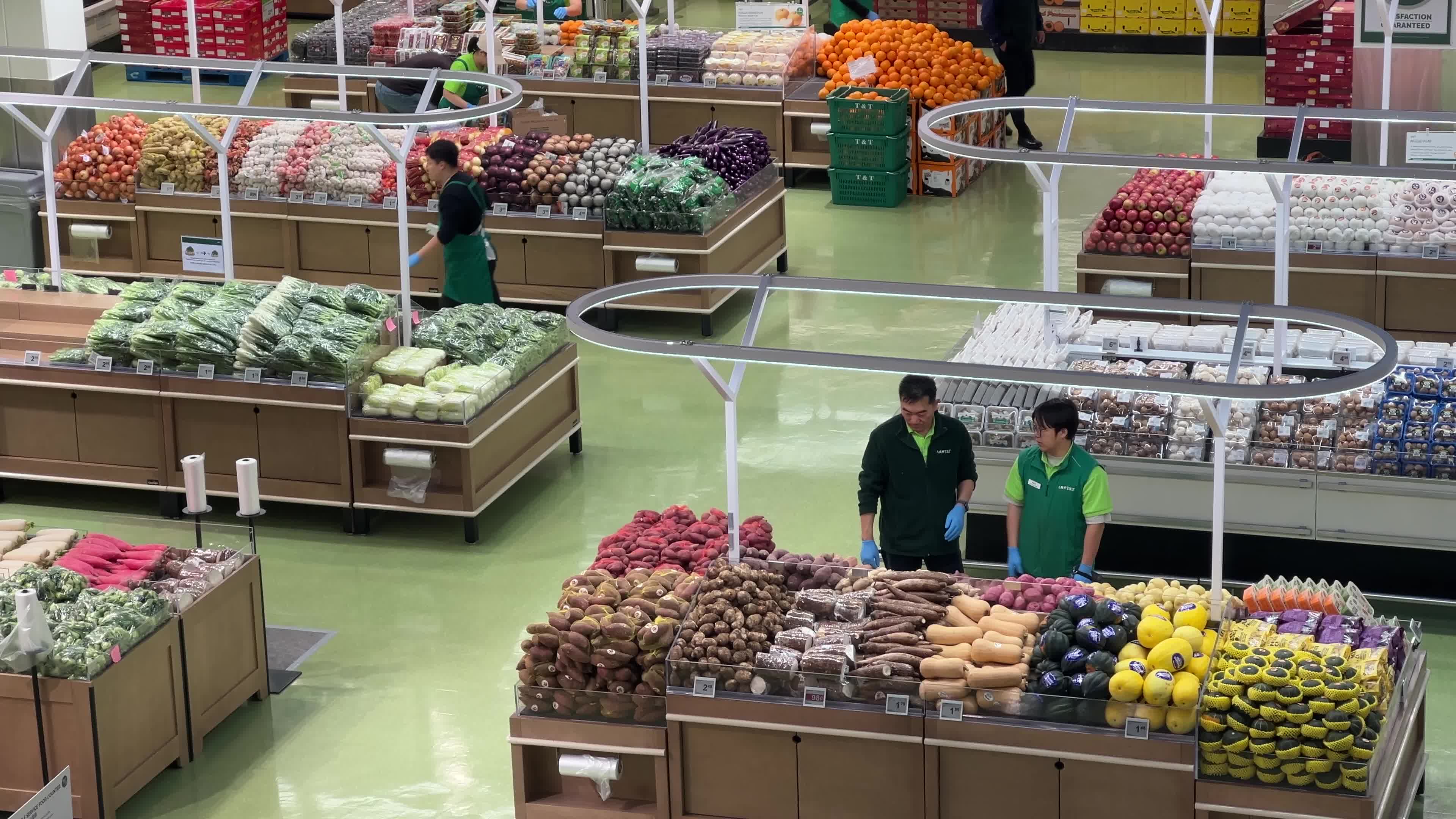 Preparations for the grand opening of a new grocery store in Toronto