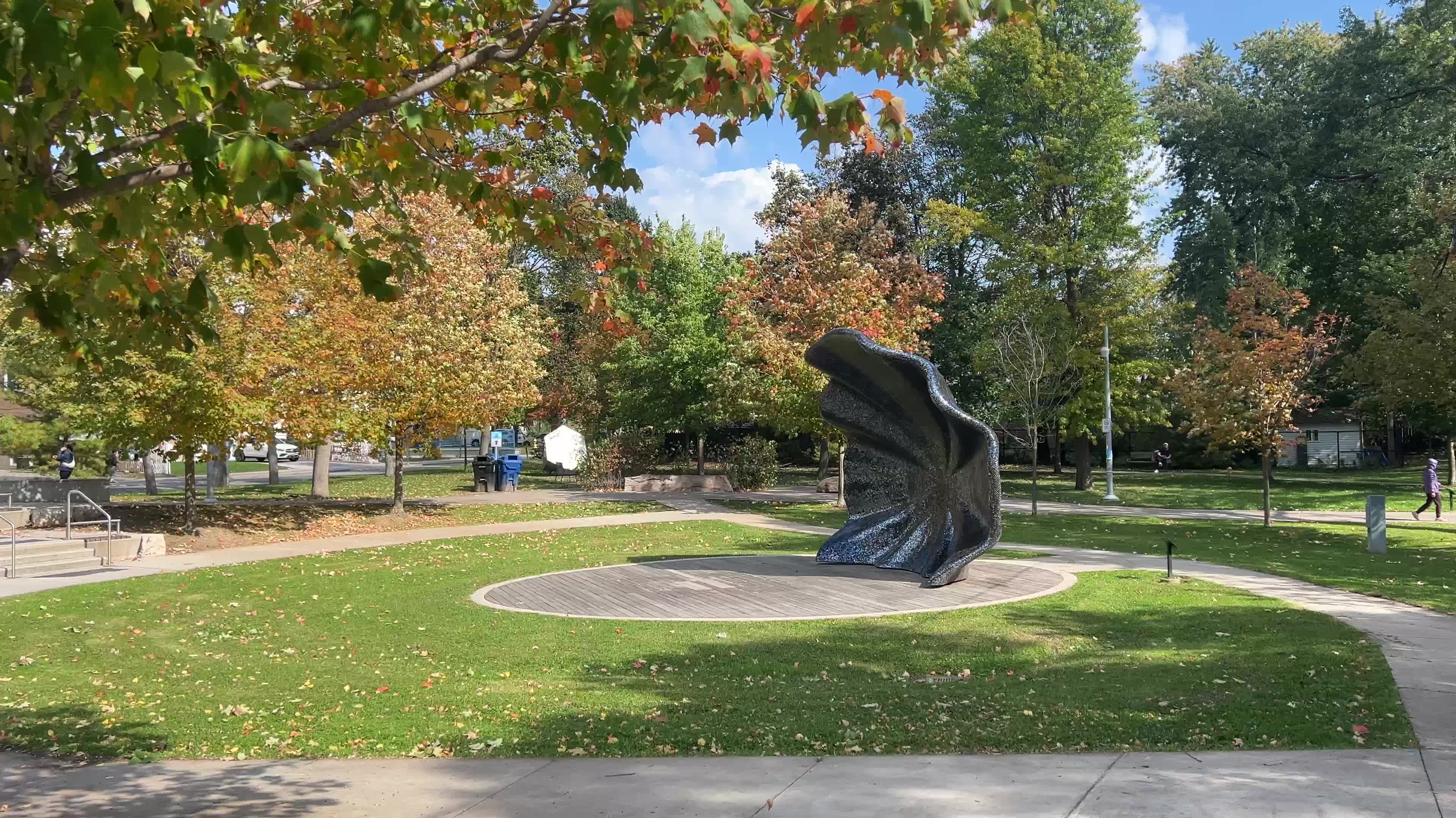 Leaves begin to change color during the autumn in Toronto