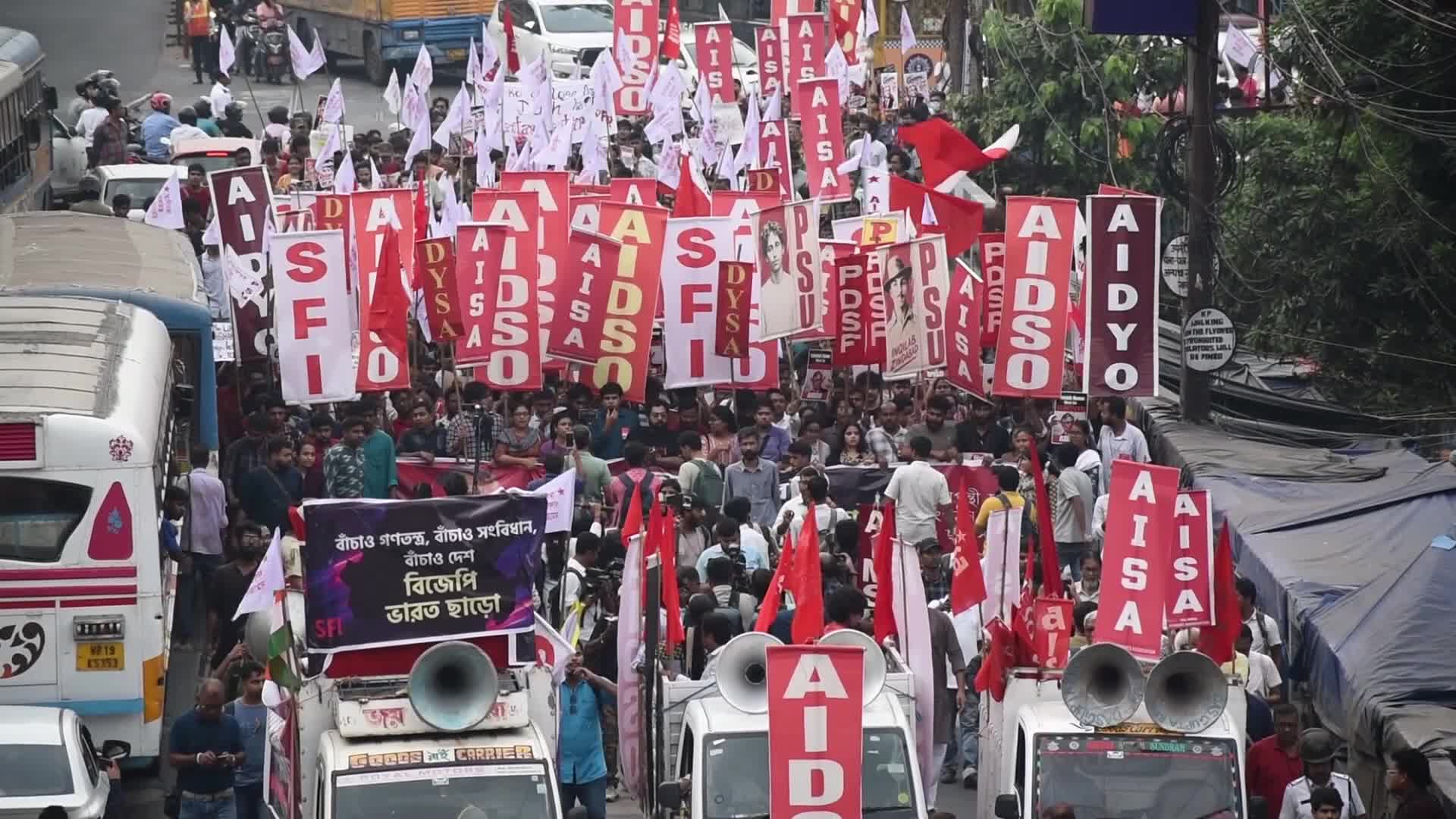 Student Activists Protest Against Chief Election Commissioner in Kolkata, India