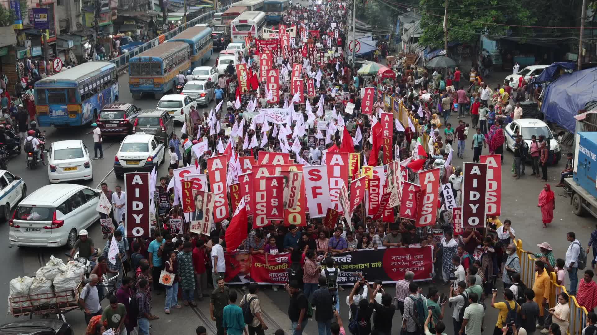 Leftist Student Organisations Protest In Kolkata, India