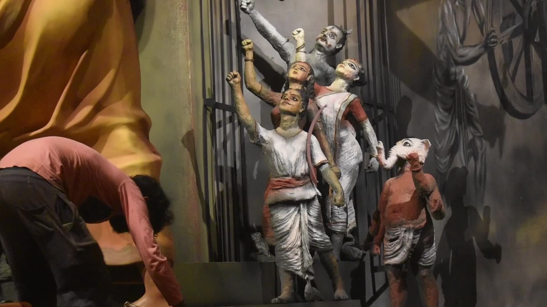 Durga Idol Depicted as Bharat Mata at Freedom Fighters-Themed Durga Puja Pandal in Kolkata, India