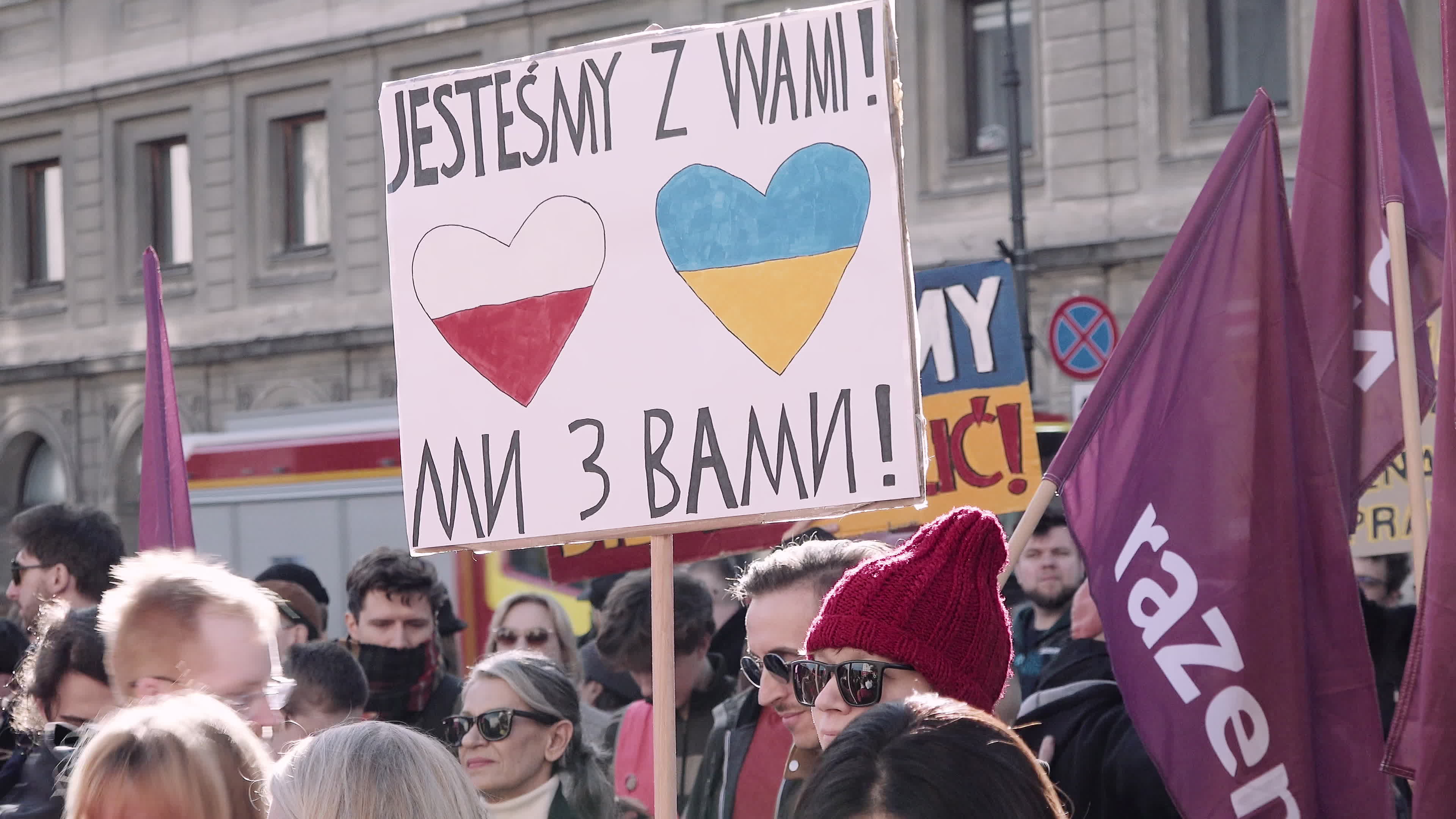 Poles rally in solidarity with Ukrainians in Warsaw