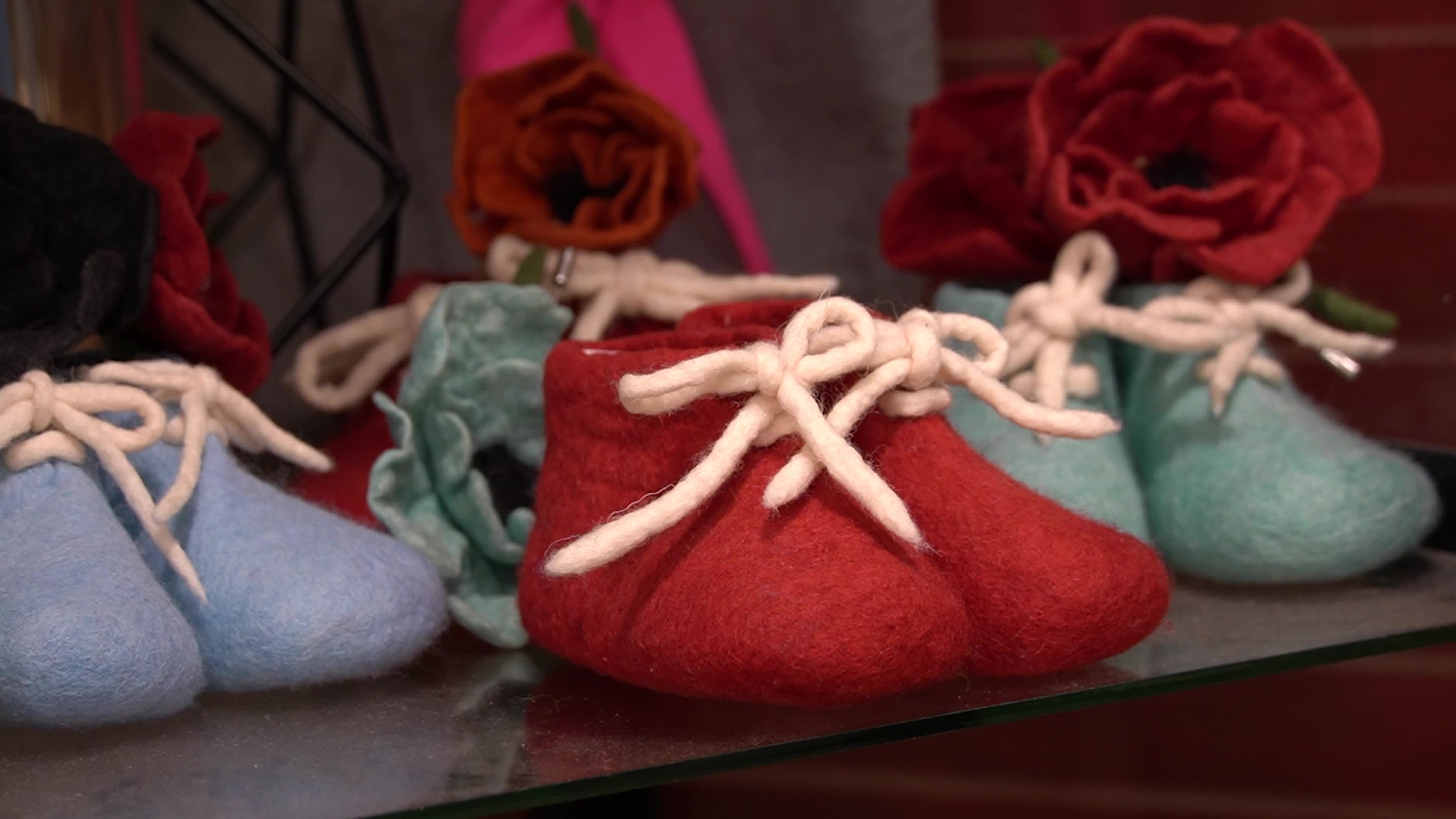 Felt Artist Creating Traditional Handcrafted Textiles in Workshop and Shop