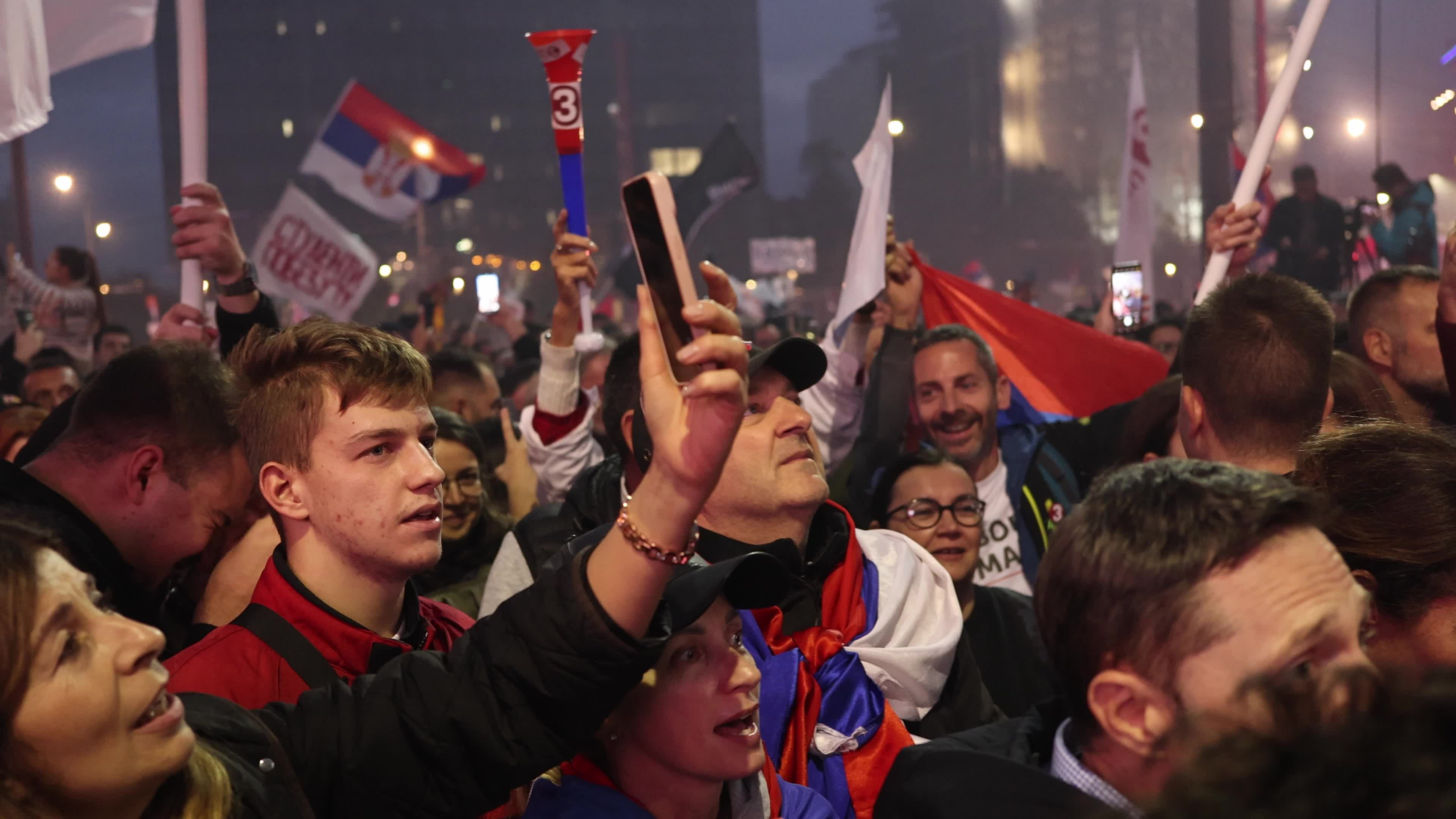 Student List Campaign Rally at Slavija Square in Belgrade, Serbia