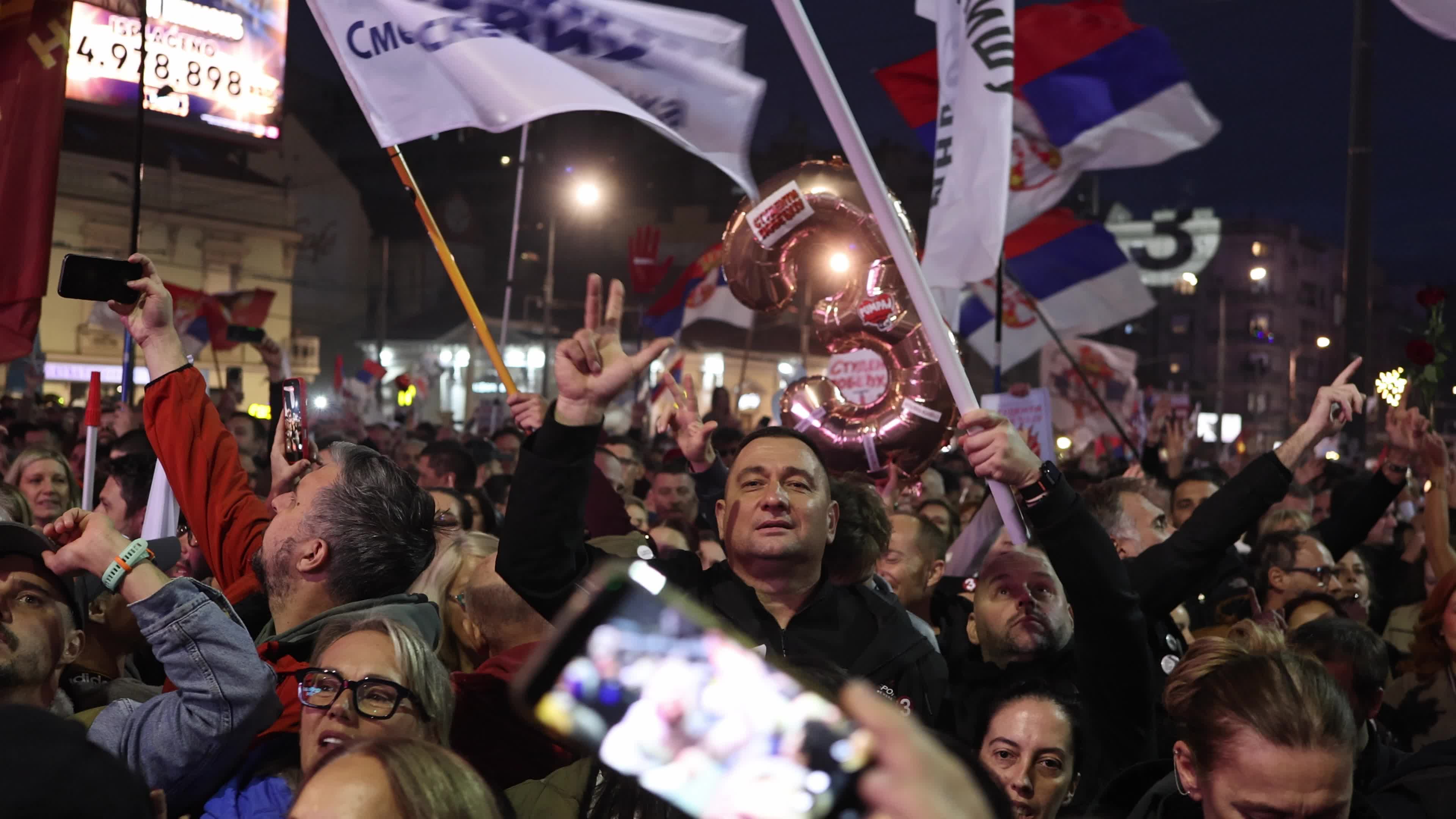 Student List Campaign Rally at Slavija Square in Belgrade, Serbia