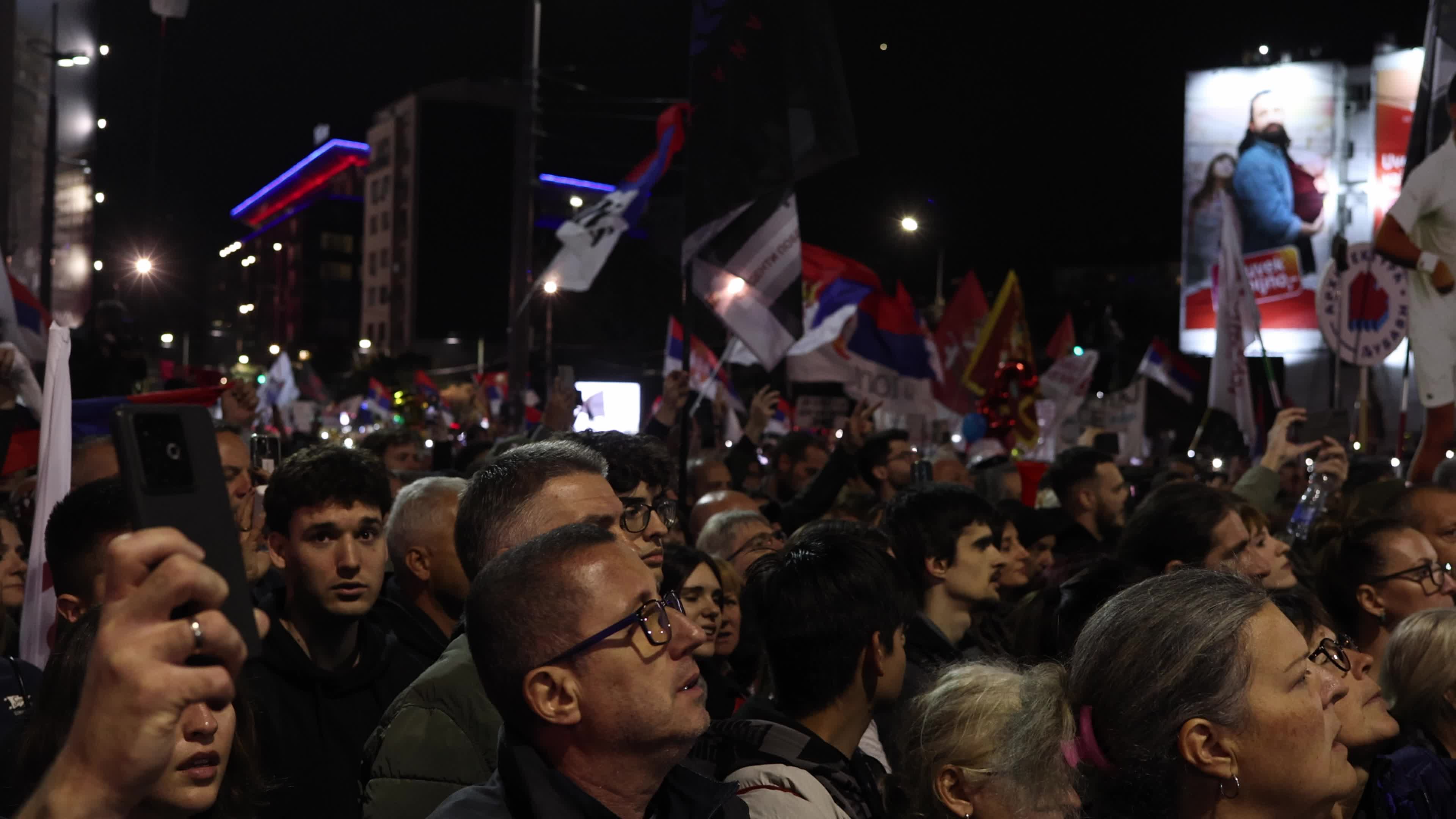 Student List Campaign Rally at Slavija Square in Belgrade, Serbia
