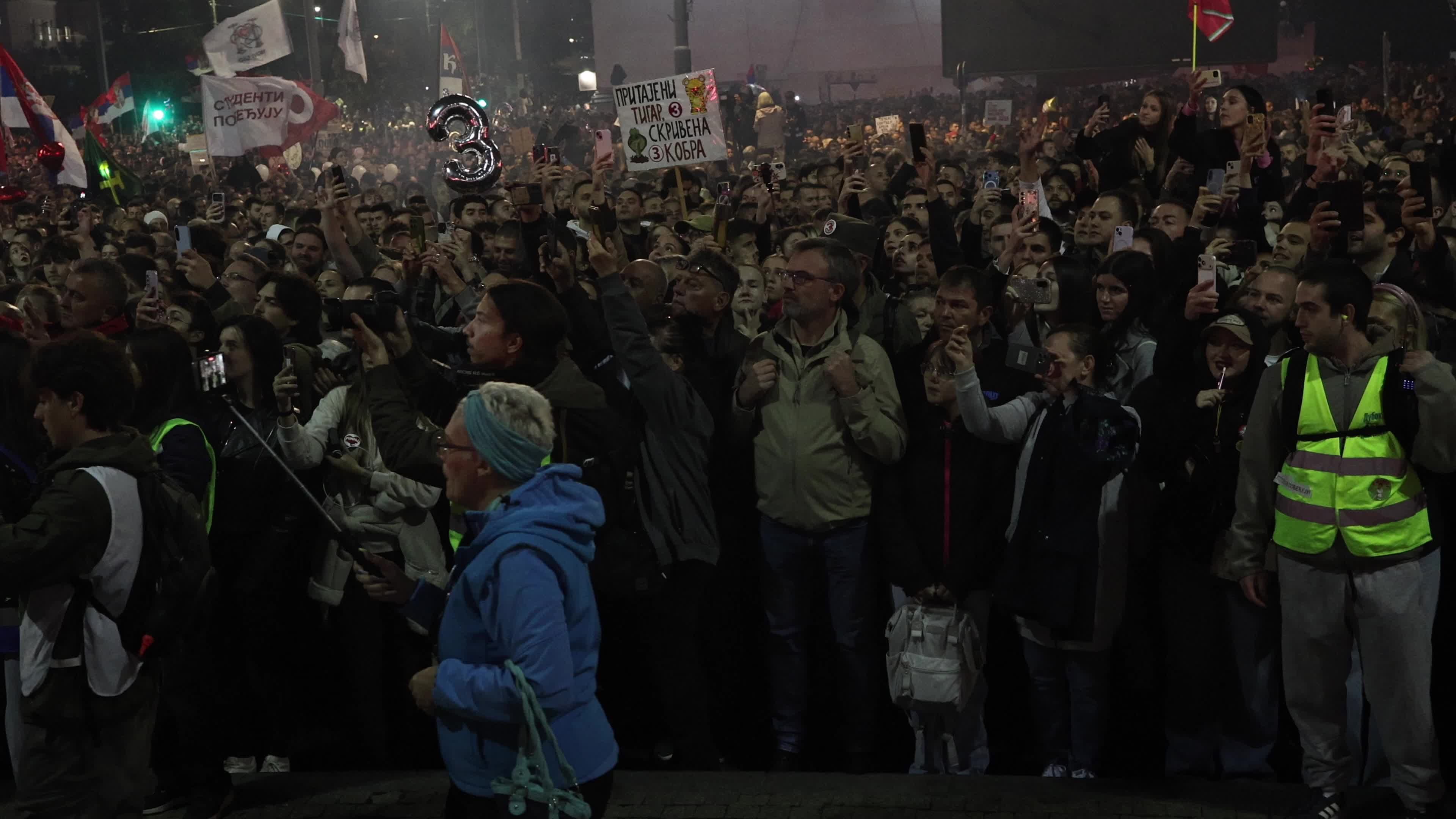 Student List Campaign Rally at Slavija Square in Belgrade, Serbia