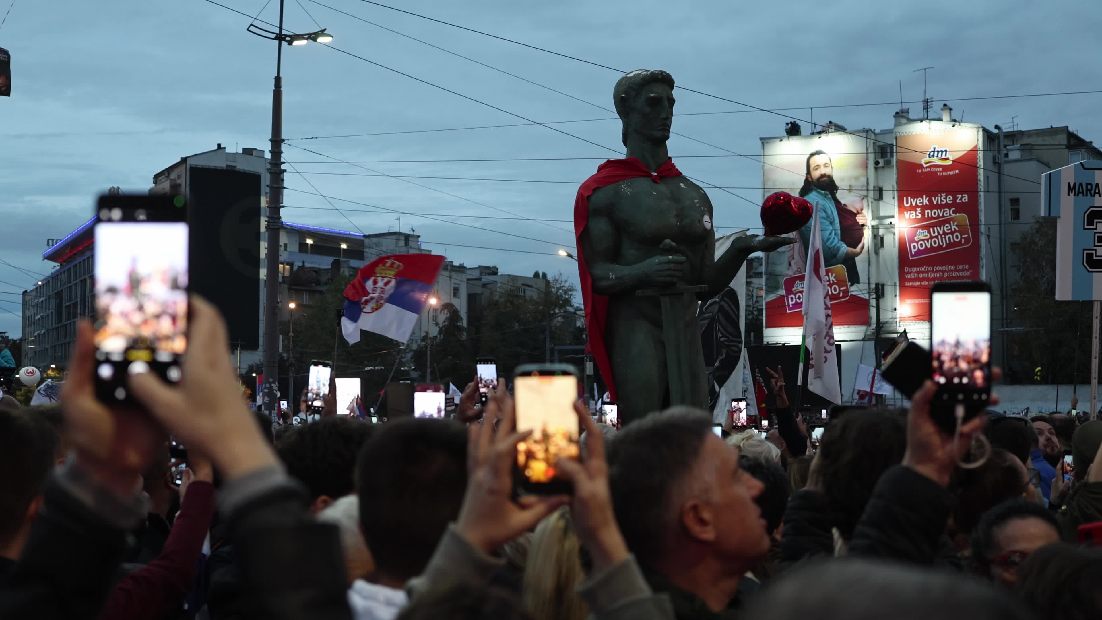 Student List Campaign Rally at Slavija Square in Belgrade, Serbia