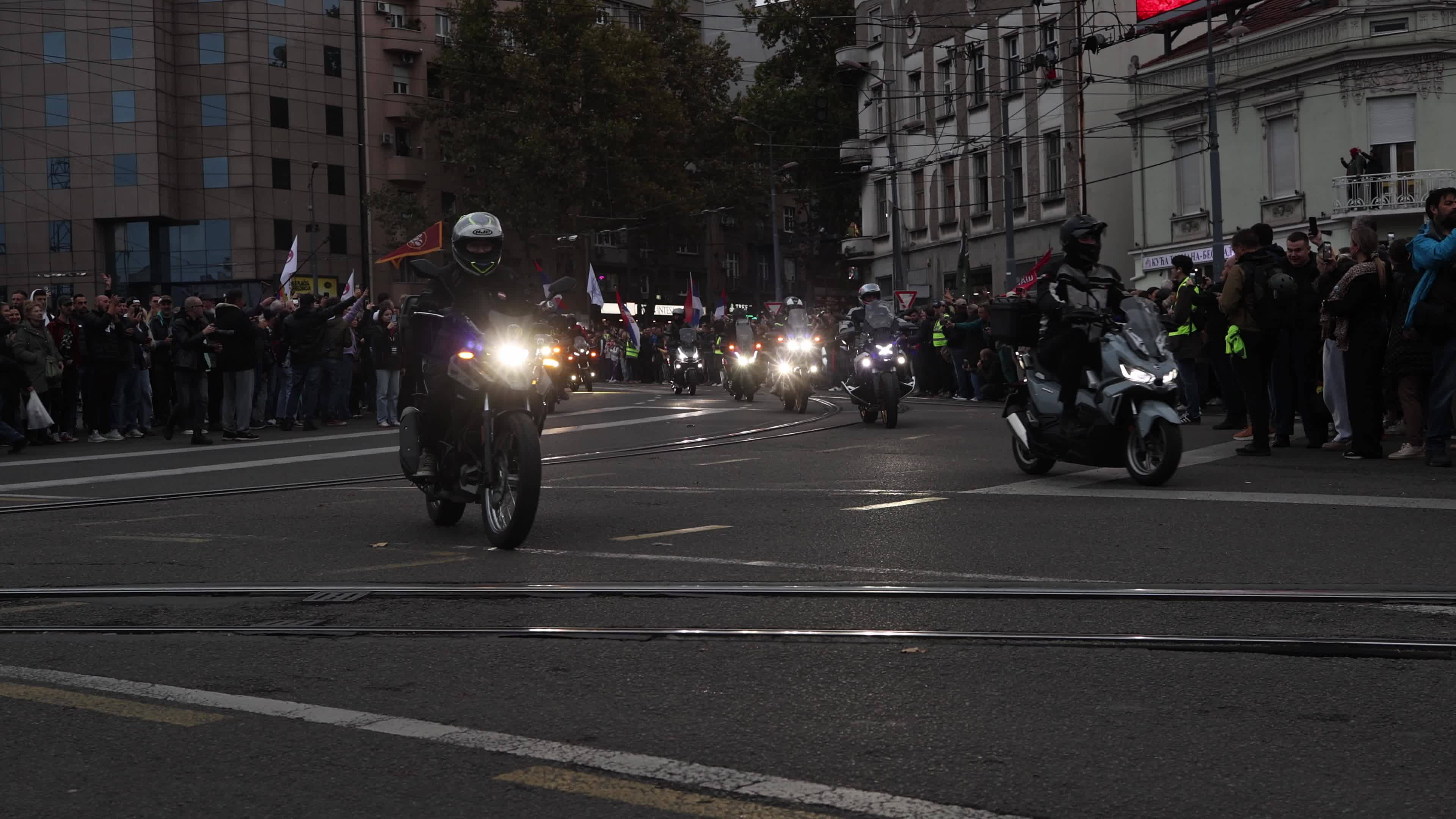 Motorcyclists at Student Rally in Belgrade, Serbia