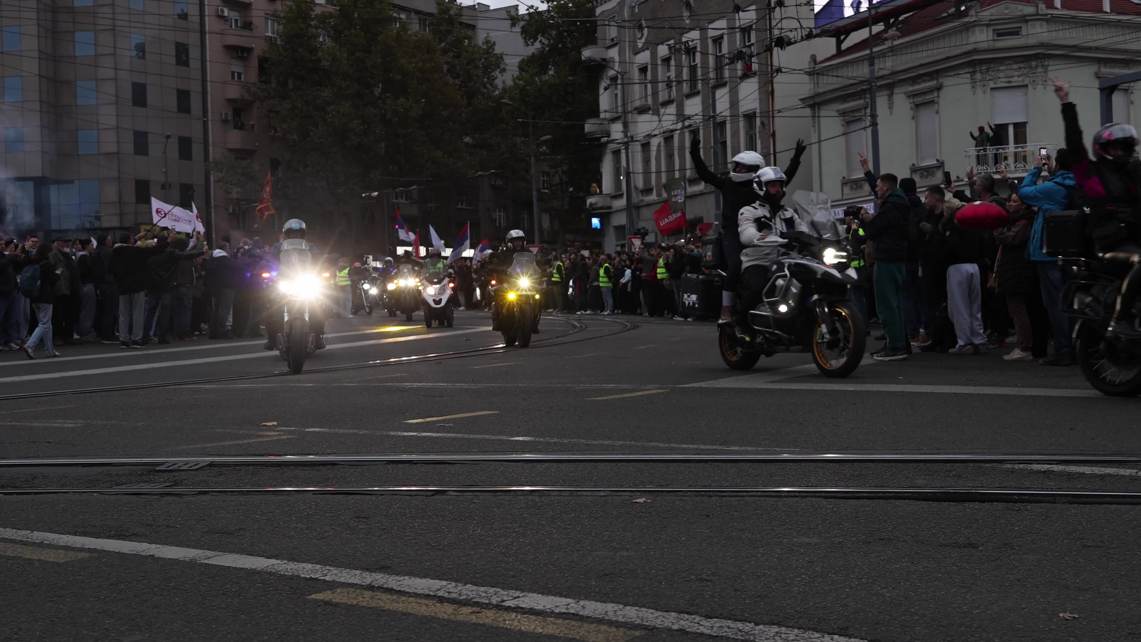 Motorcyclists at Student Rally in Belgrade, Serbia