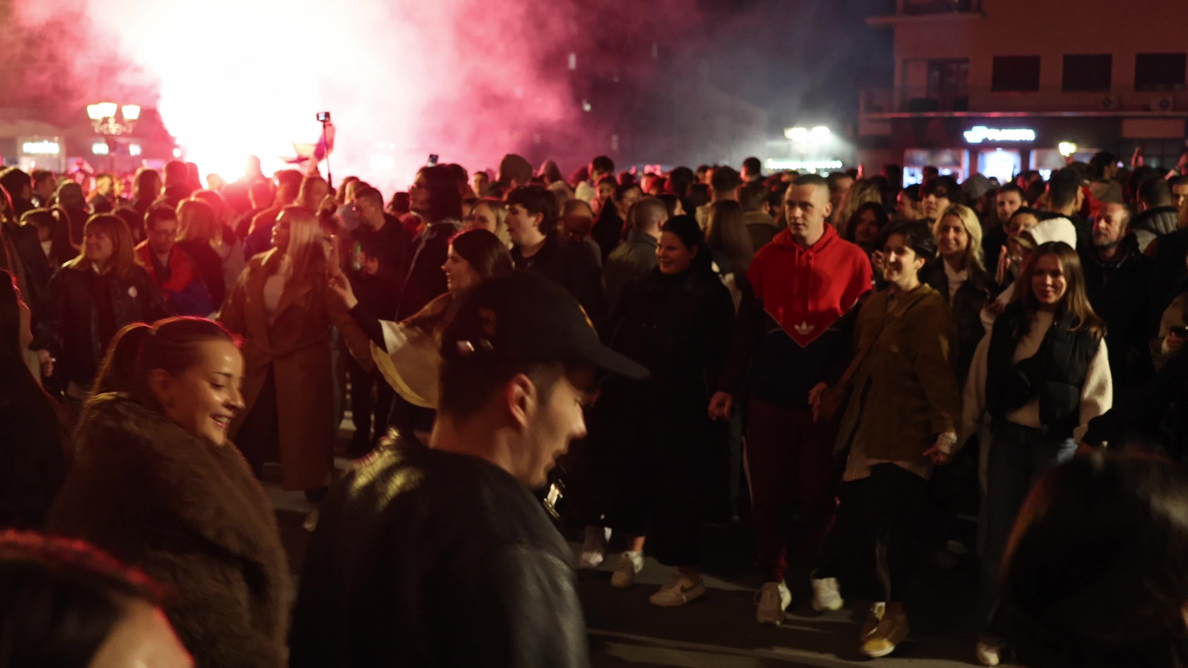 Celebration of Student List No. 3’s Victory in Serbian Parliamentary Elections in Novi Sad, Serbia