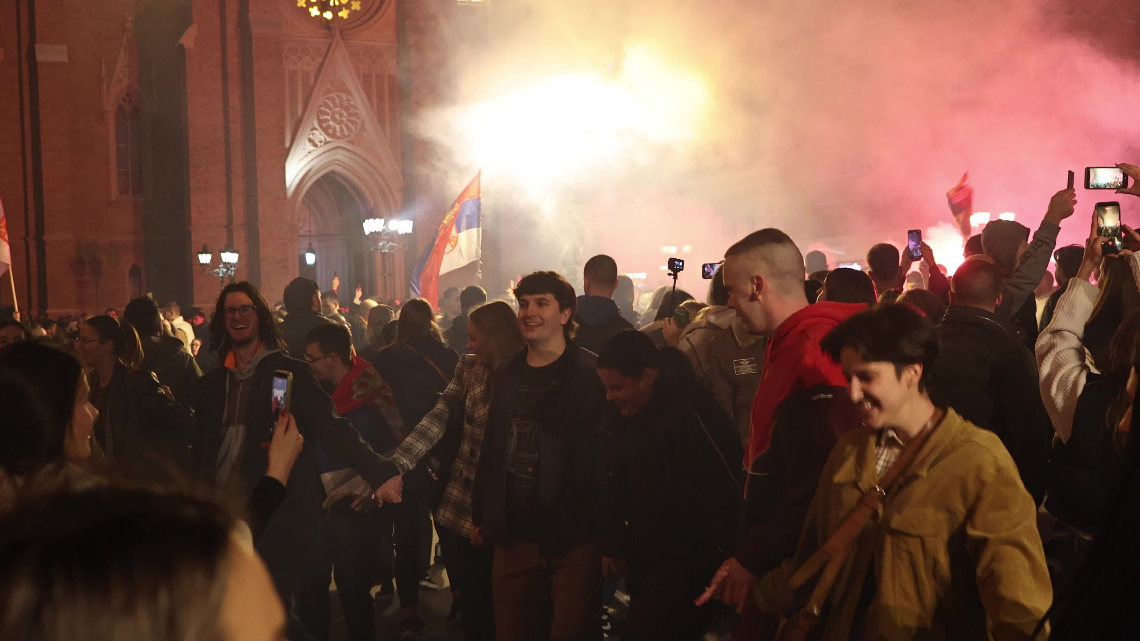 Celebration of Student List No. 3’s Victory in Serbian Parliamentary Elections in Novi Sad, Serbia