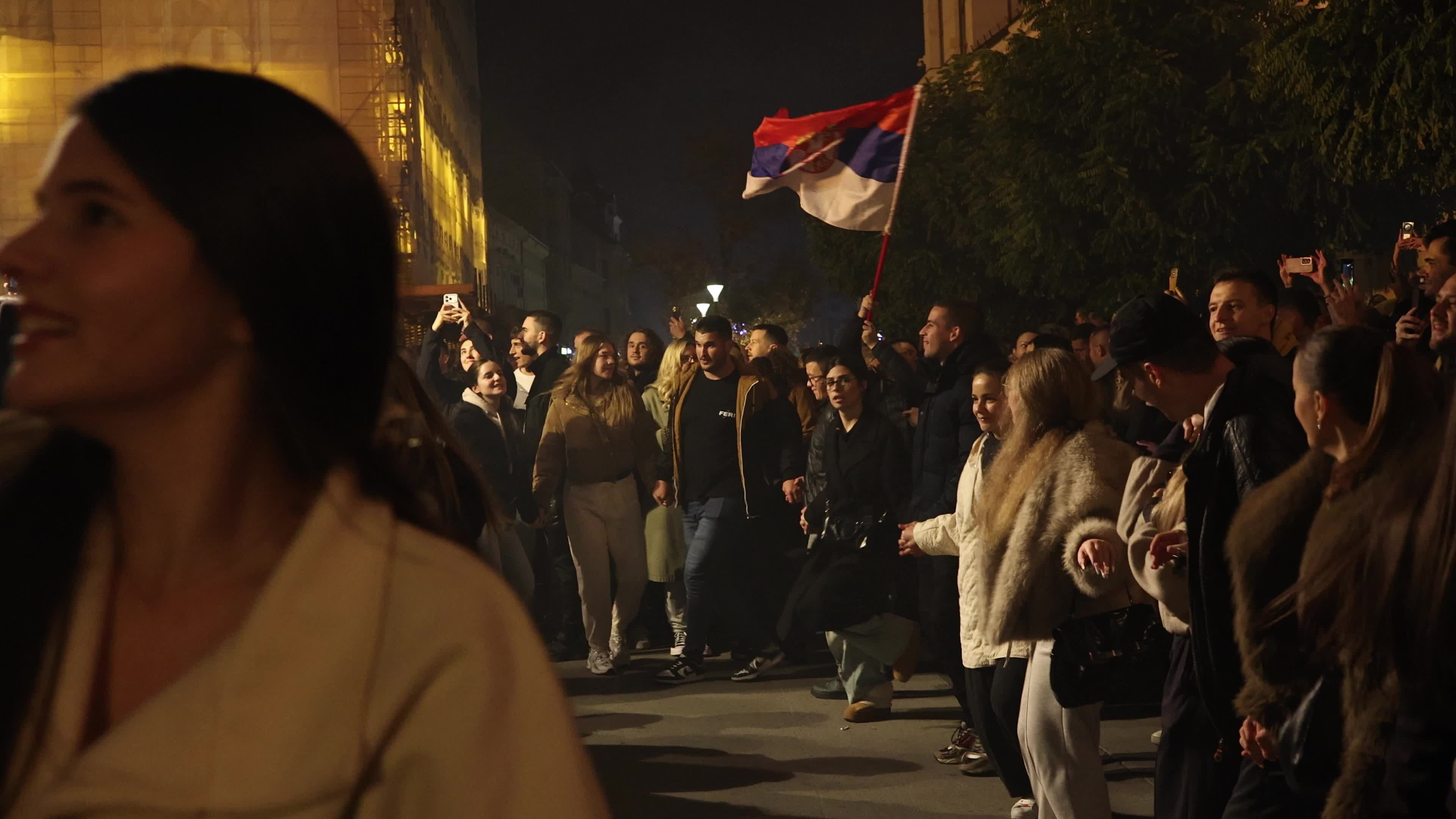 Celebration of Student List No. 3’s Victory in Serbian Parliamentary Elections in Novi Sad, Serbia