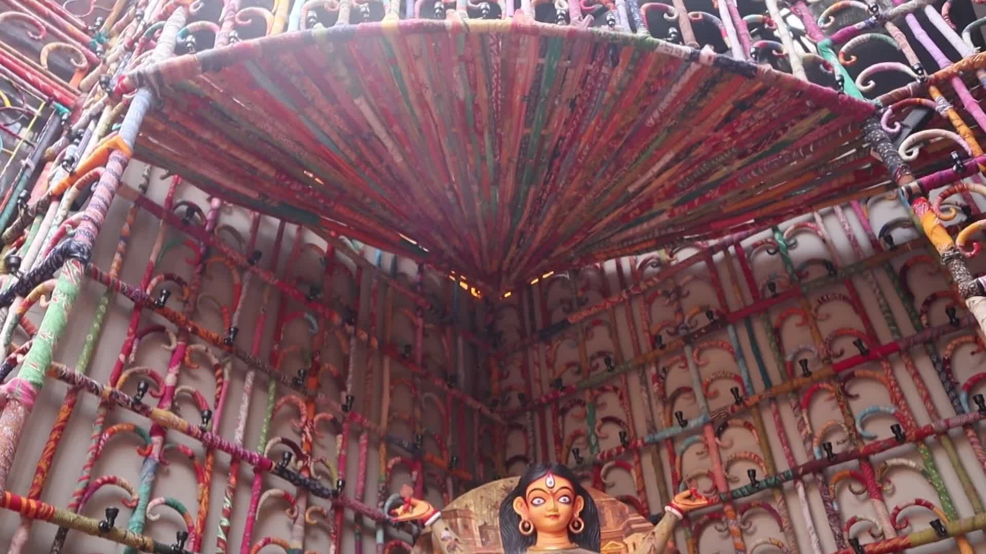 Decorative durga idol inside a decorative pandal - 10/21/2026
