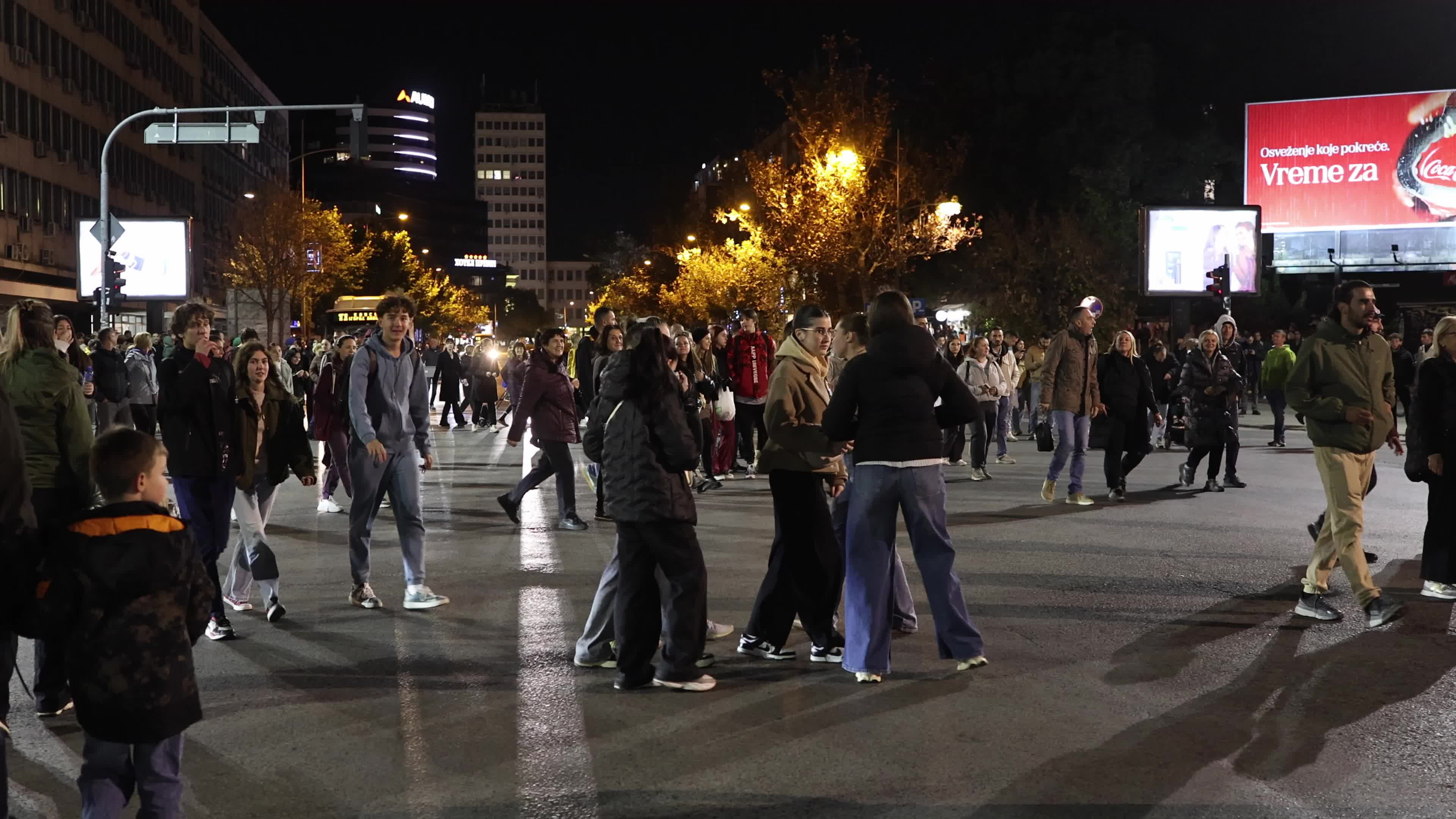 Student List Supporters Continue Celebrating Election Victory in Novi Sad, Serbia