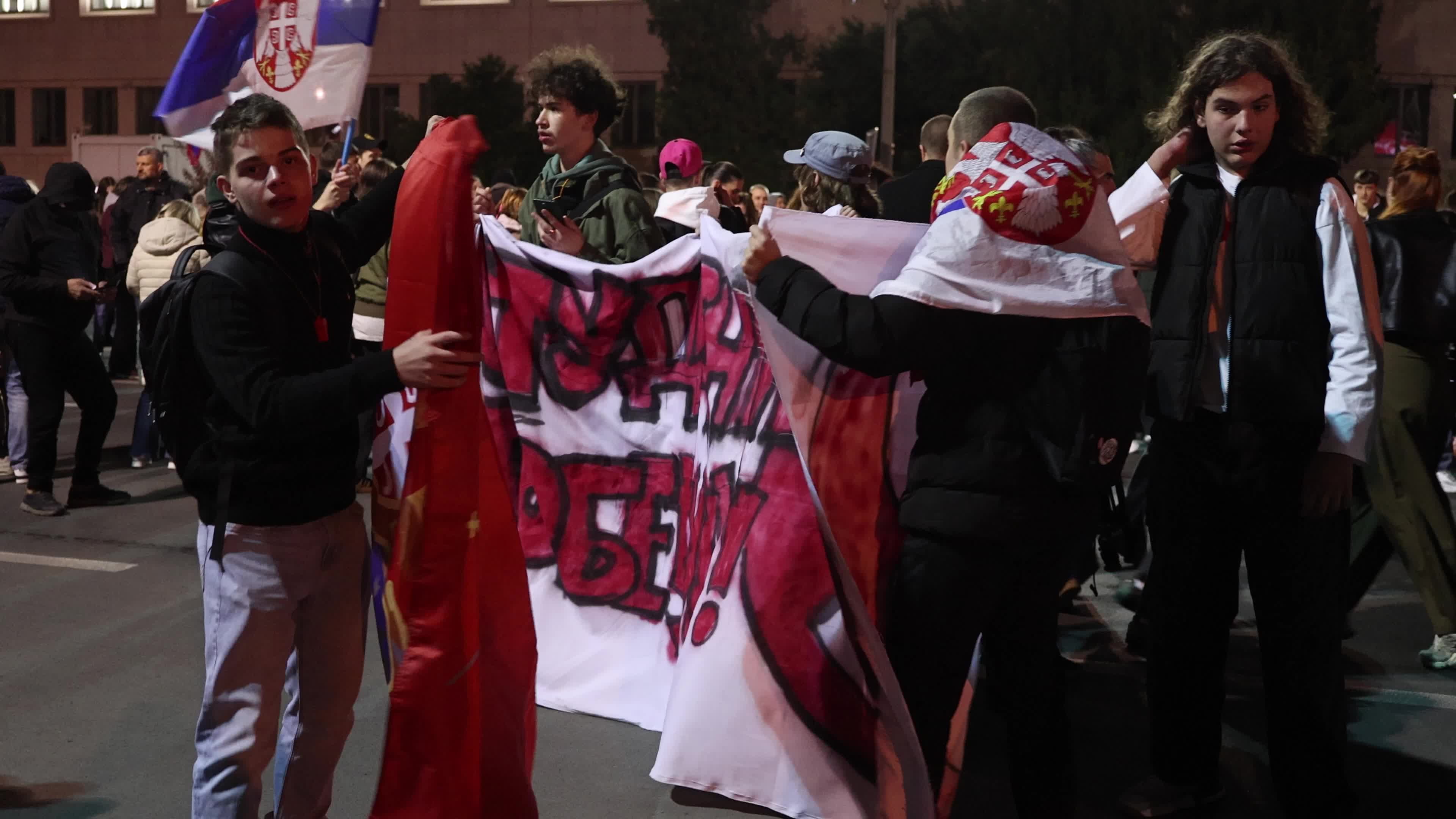 Student List Supporters Continue Celebrating Election Victory in Novi Sad, Serbia
